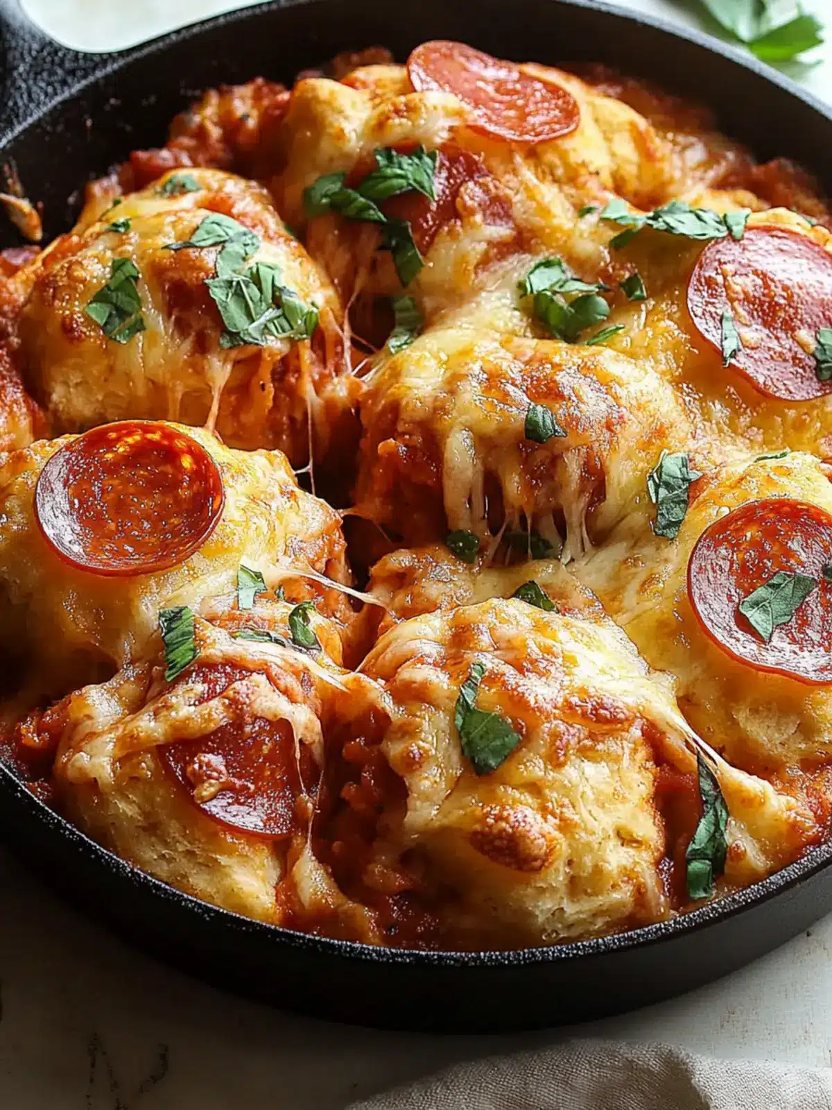 Savory Pepperoni Pizza Biscuit Skillet in Just One Pan 4 Pepperoni Pizza Biscuit Skillet
