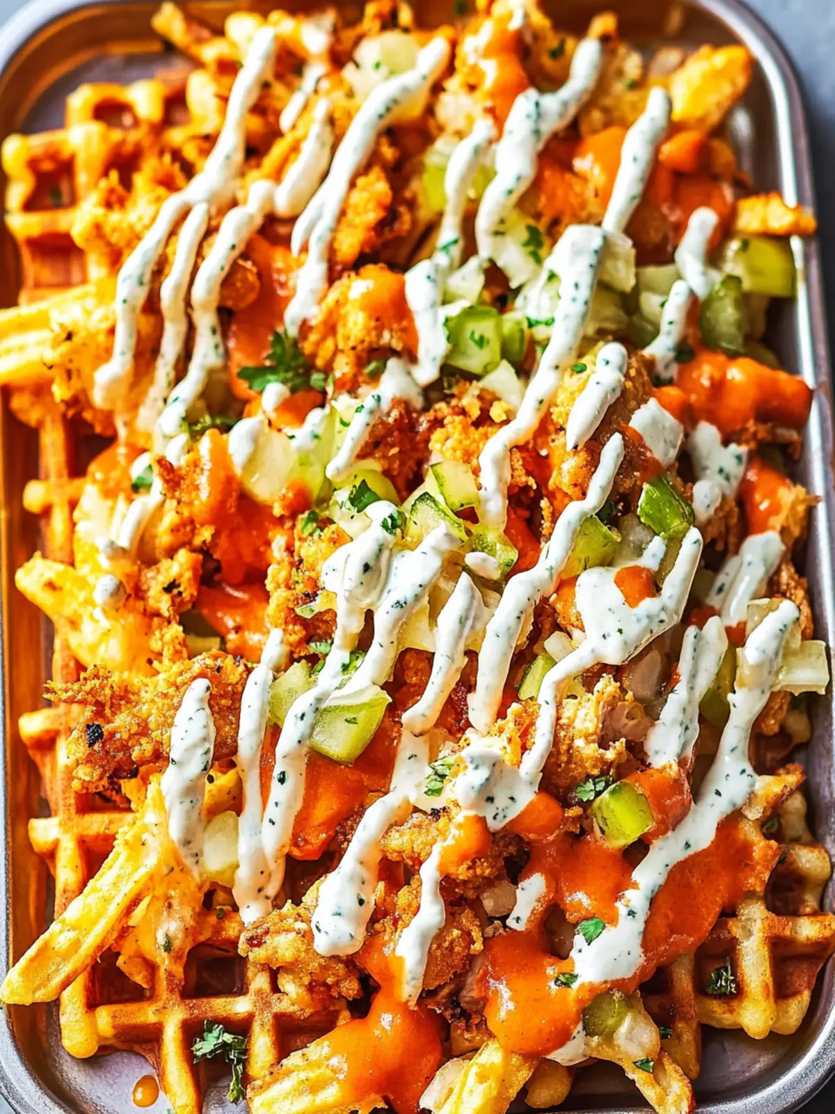 Buffalo Chicken Waffle Fry Nachos: A Game Day Must-Try 4 Buffalo Chicken Waffle Fry Nachos