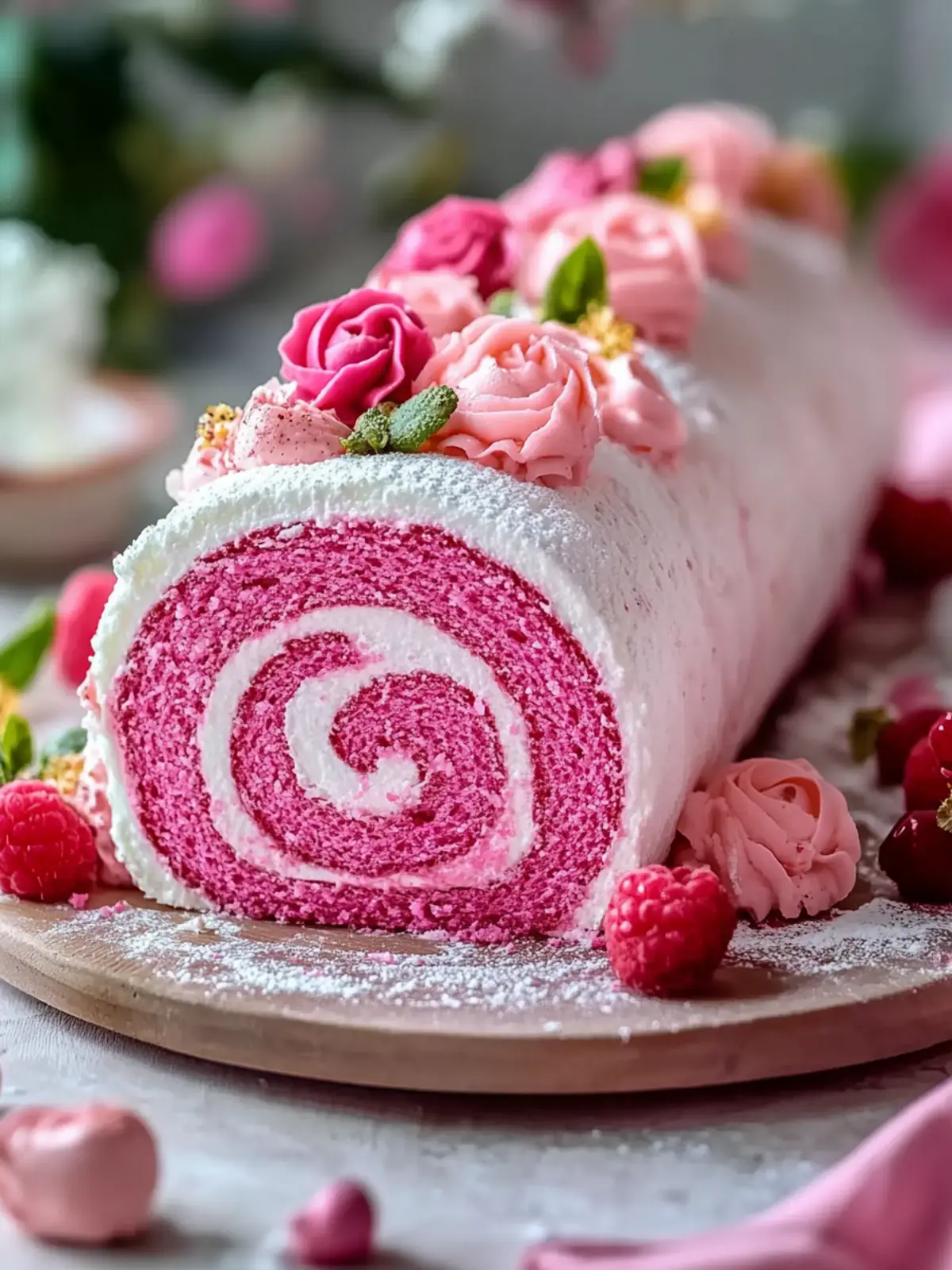 Sweet and Soft Pink Velvet Roll Cake for Every Celebration 3 Pink Velvet Roll Cake