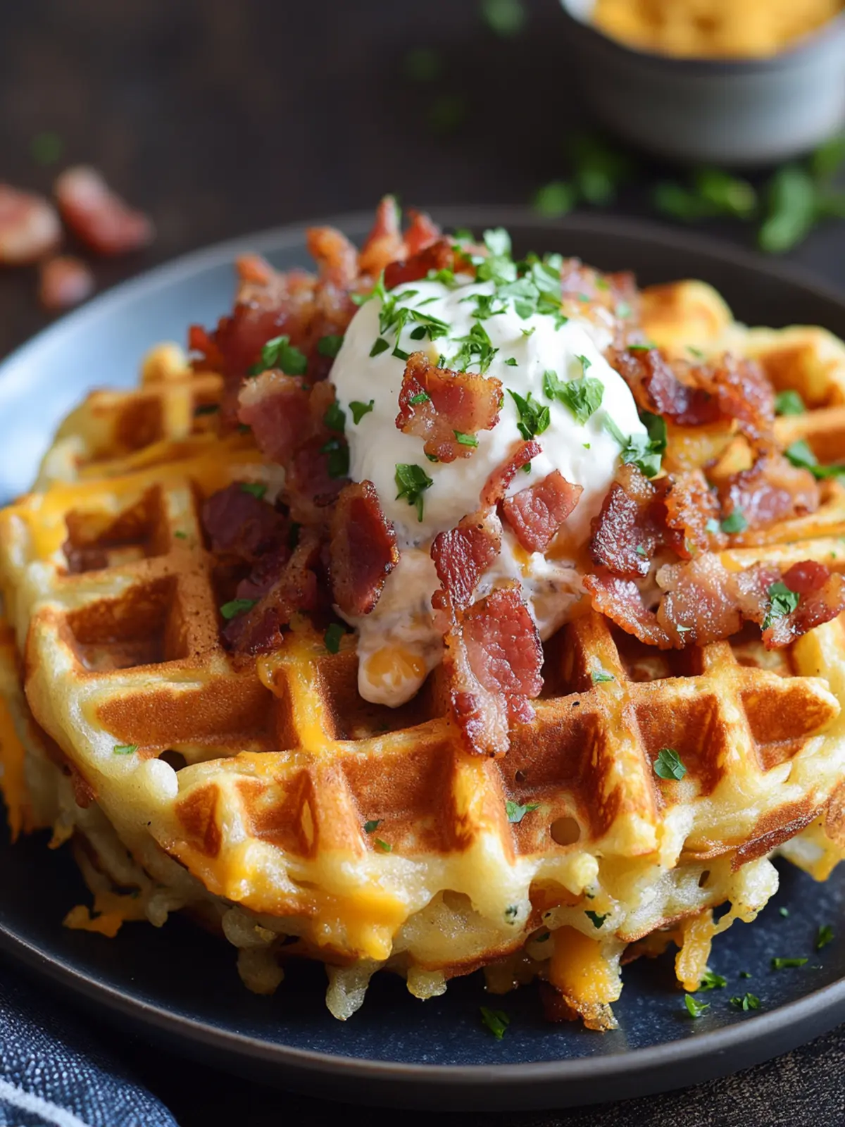 Savory Bacon and Cheese Loaded Hashbrown Waffles Delight 5 Bacon and Cheese Loaded Hashbrown Waffles