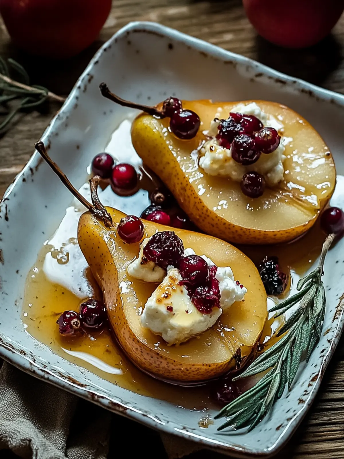 Indulge in Baked Pears with Goat Cheese, Honey, and Cranberries 2 Baked Pears with Goat Cheese, Honey, and Cranberries