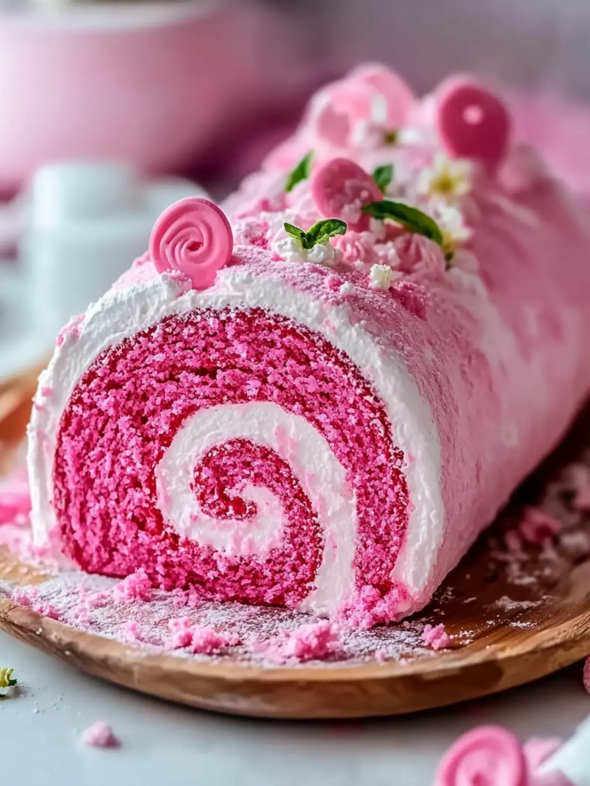 Sweet and Soft Pink Velvet Roll Cake for Every Celebration 4 Pink Velvet Roll Cake
