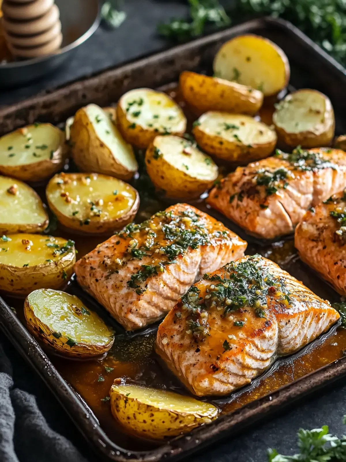 Sheet Pan Honey Mustard Salmon with Potatoes in 30 Minutes 2 Sheet Pan Honey Mustard Salmon with Potatoes