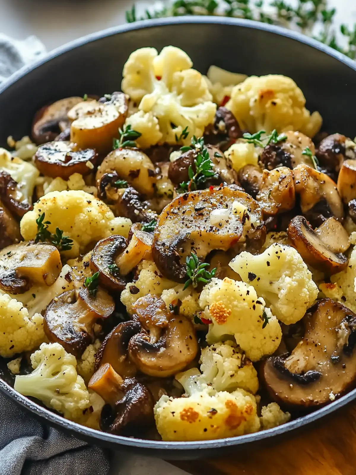 Savor the Simplicity: Easy One-Pan Garlic Mushrooms Cauliflower Skillet 5 Easy One-Pan Garlic Mushrooms Cauliflower Skillet