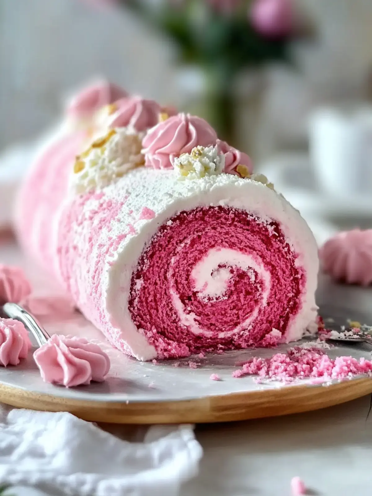 Sweet and Soft Pink Velvet Roll Cake for Every Celebration 5 Pink Velvet Roll Cake