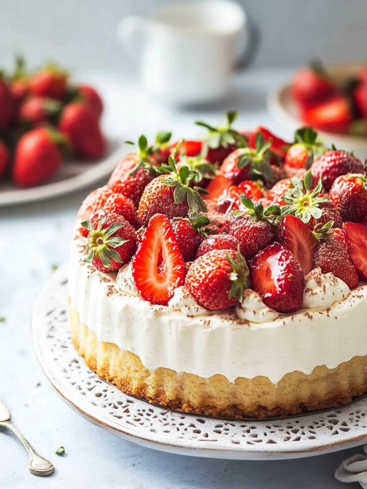 Decadent White Chocolate Vegan Sponge with Strawberries Bliss 3 White chocolate vegan sponge with strawberries