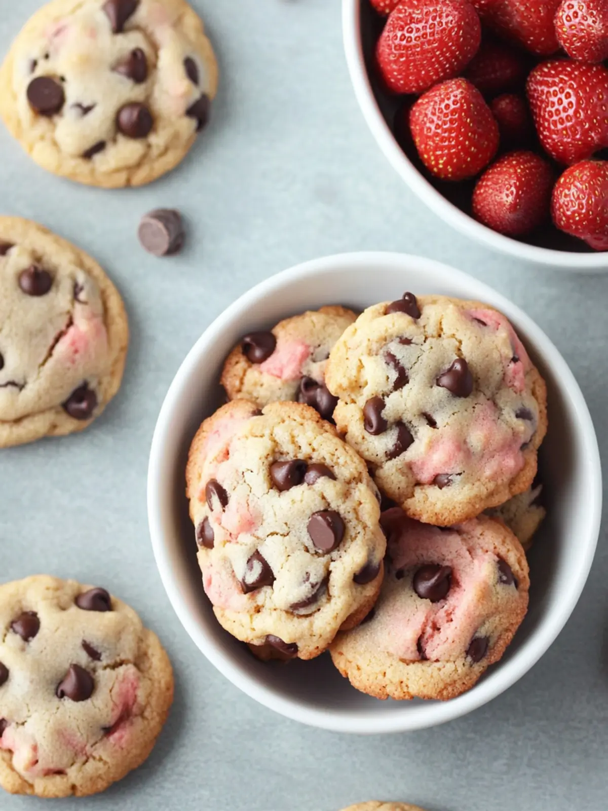 Strawberry Cake Mix Cookies with Chocolate Chips in 20 Minutes 3 Strawberry Cake Mix Cookies with Chocolate Chips