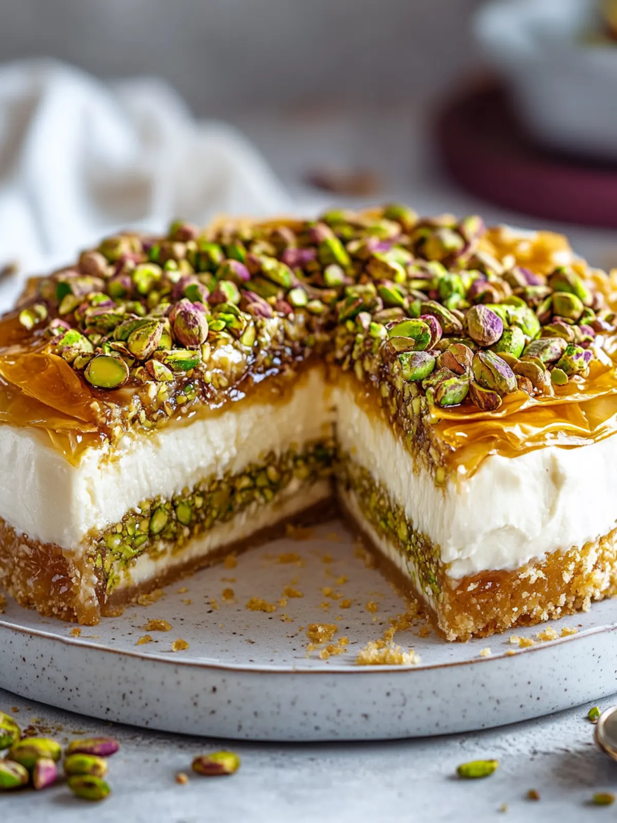 Honey Pistachio Baklava Cheesecake for Unforgettable Indulgence 4 Honey Pistachio Baklava Cheesecake