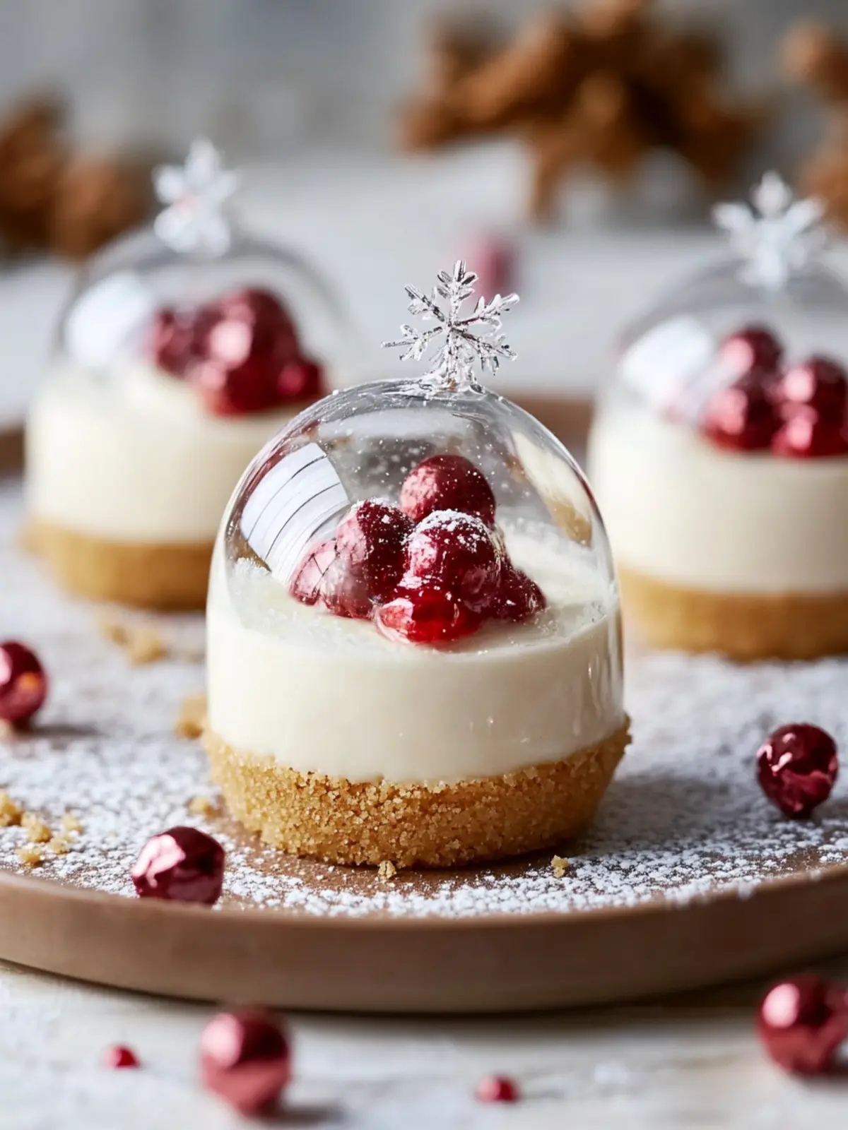 Snow Globe Cheesecake Bites with Cookie Crust for Holiday Magic 3 Snow Globe Cheesecake Bites with Cookie Crust