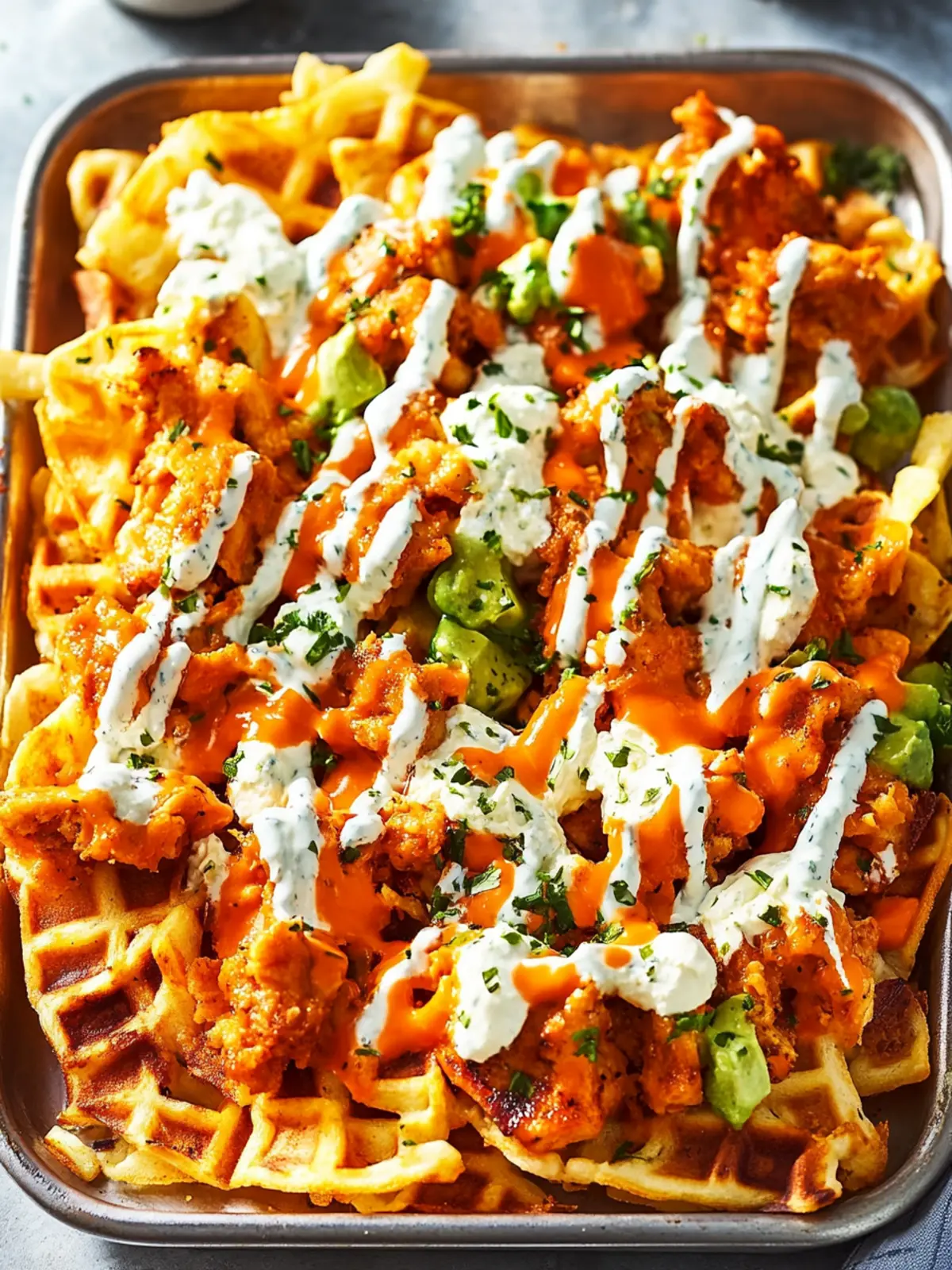 Buffalo Chicken Waffle Fry Nachos: A Game Day Must-Try 5 Buffalo Chicken Waffle Fry Nachos