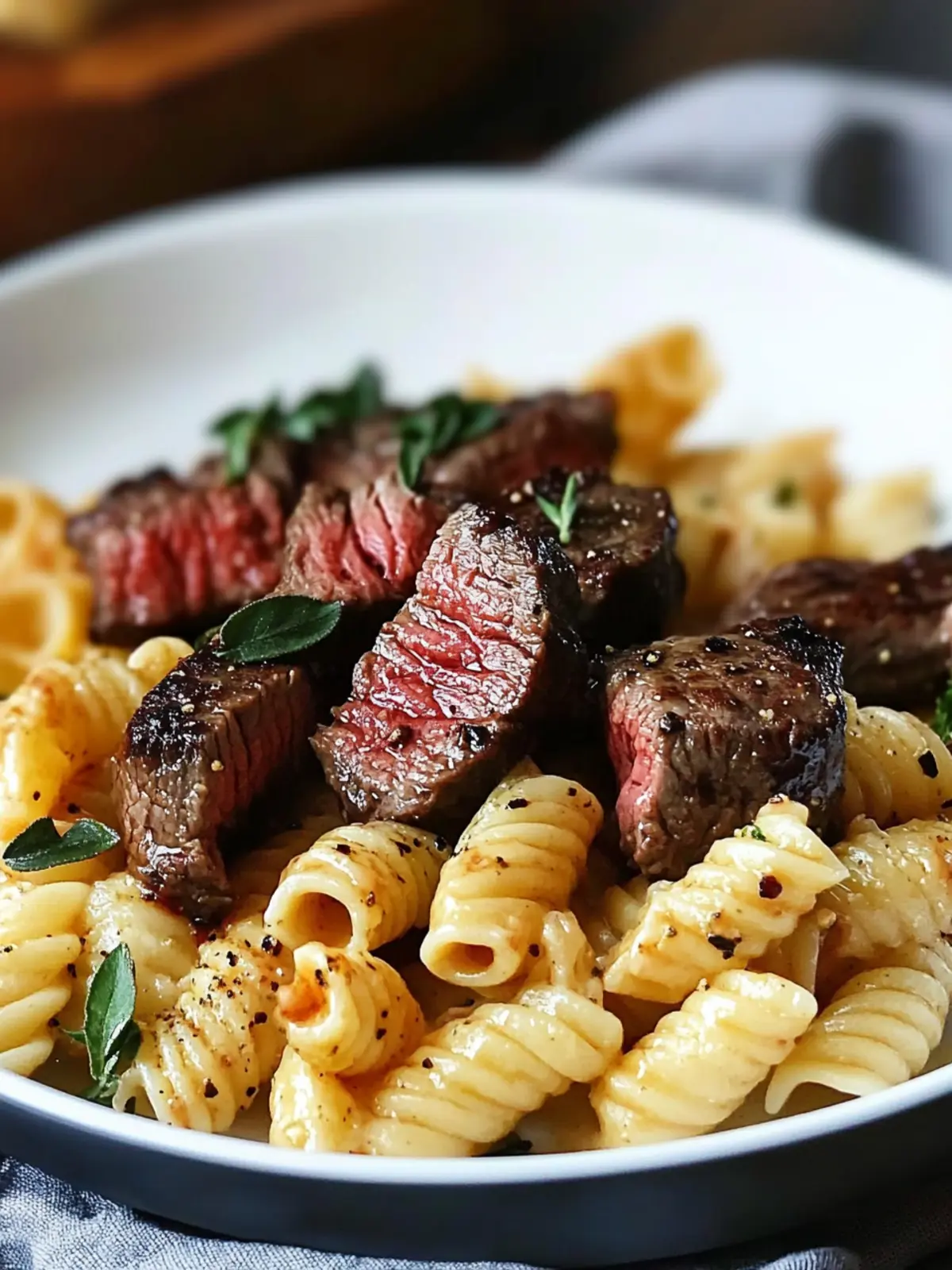 Steak Bites Pasta: Creamy Garlic Treat for Comfort Food Lovers 2 Steak Bites Pasta