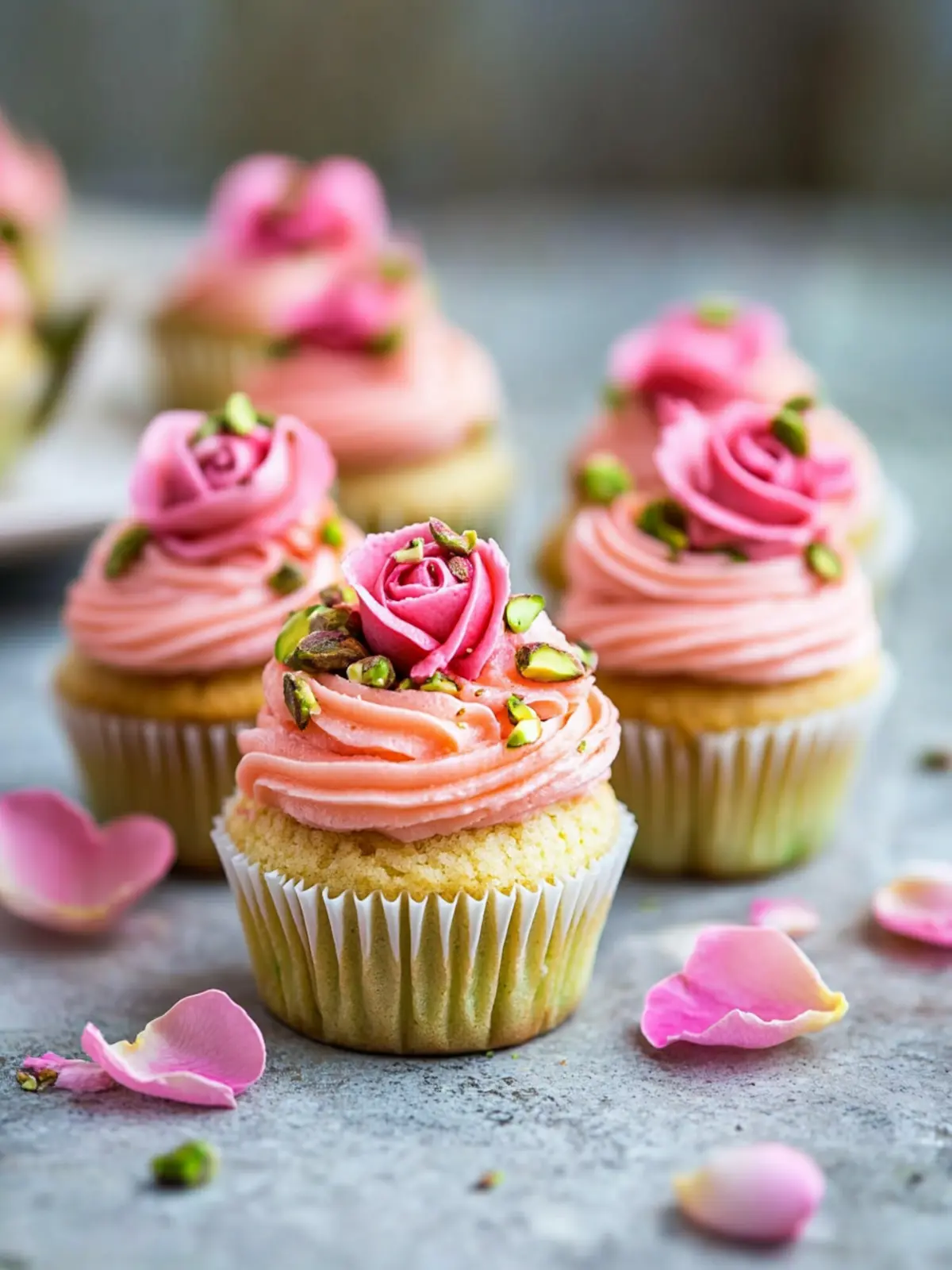 Vegan Mini Rose Pistachio Cupcakes for a Festive Treat! 4 Vegan Mini Rose Pistachio Cupcakes