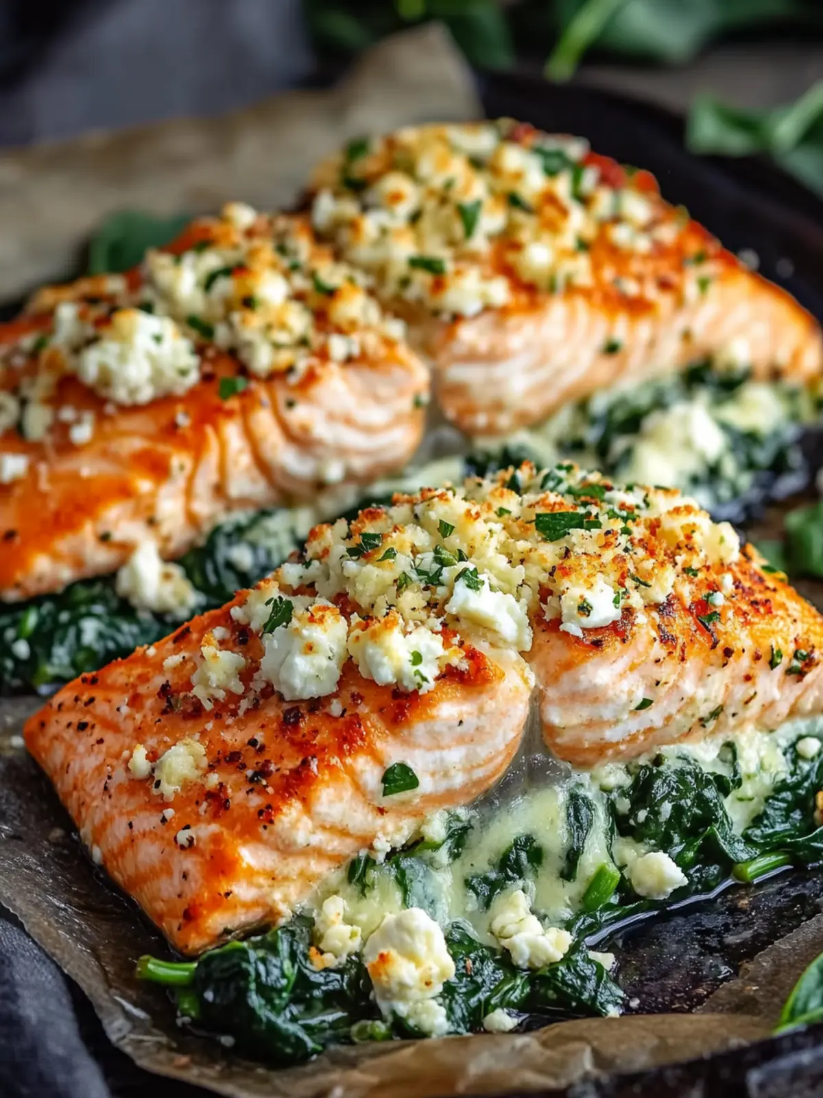 Baked Stuffed Salmon with Spinach & Feta: A Flavorful Delight 2 Baked Stuffed Salmon with Spinach & Feta