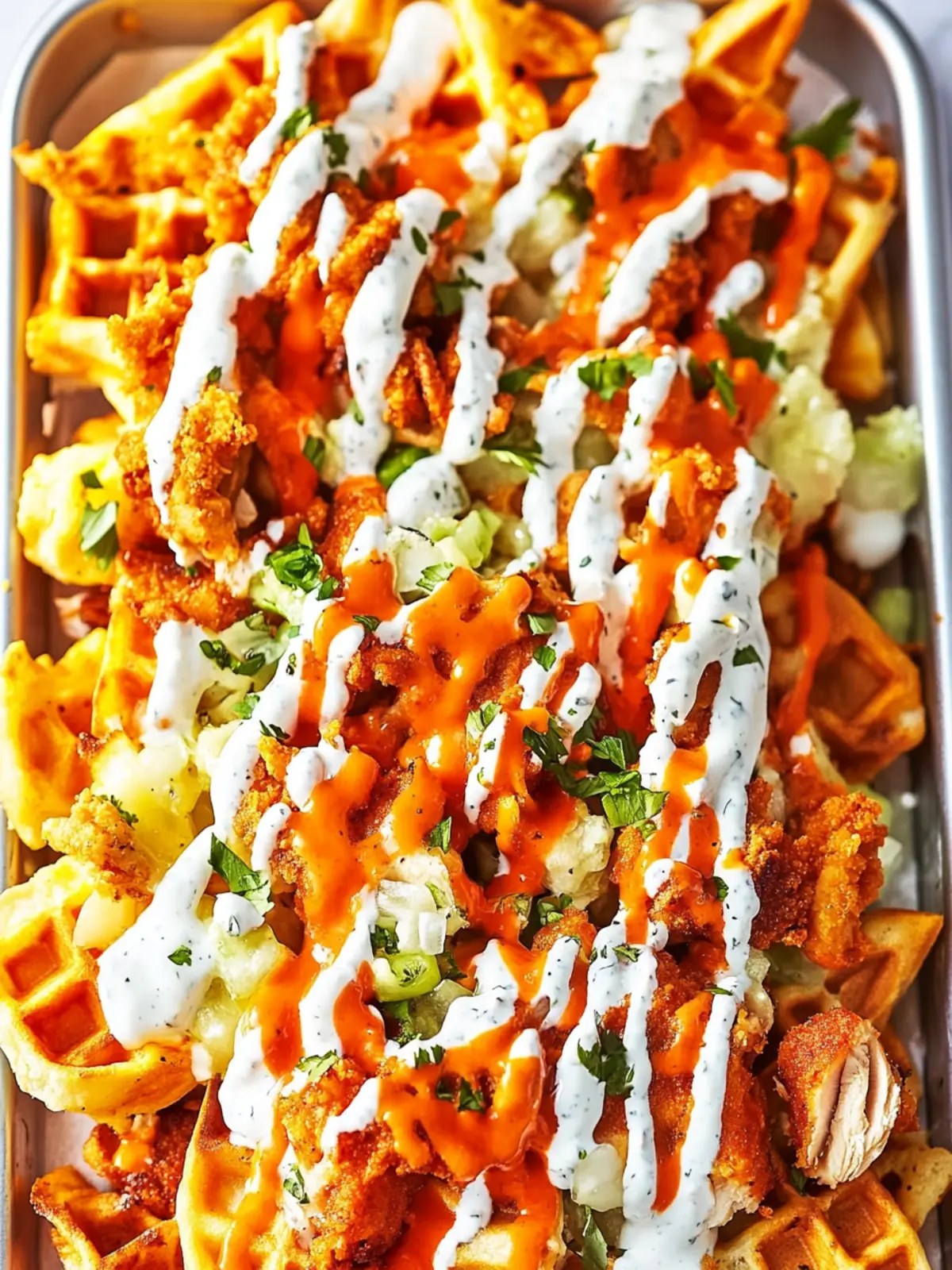 Buffalo Chicken Waffle Fry Nachos: A Game Day Must-Try 3 Buffalo Chicken Waffle Fry Nachos