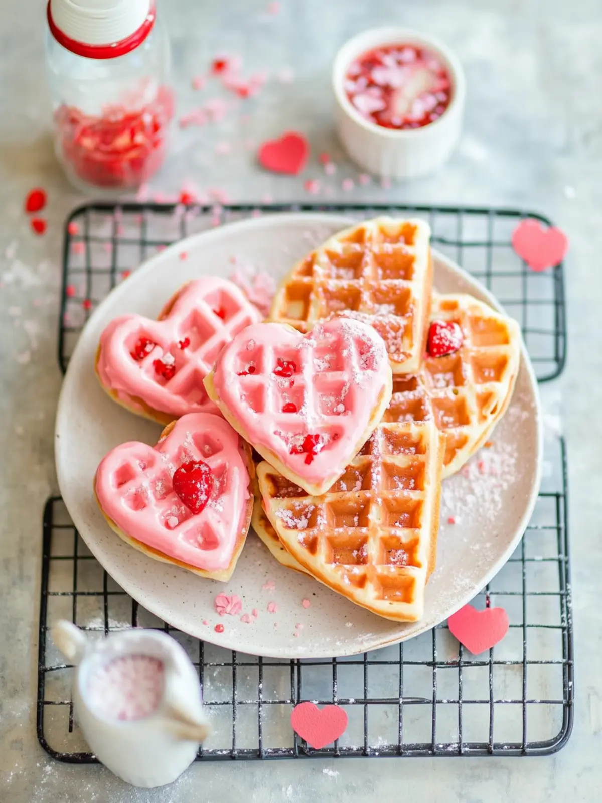 Fluffy Pink Valentine Day Waffles to Brighten Your Morning 4 PINK VALENTINE DAY WAFFLES