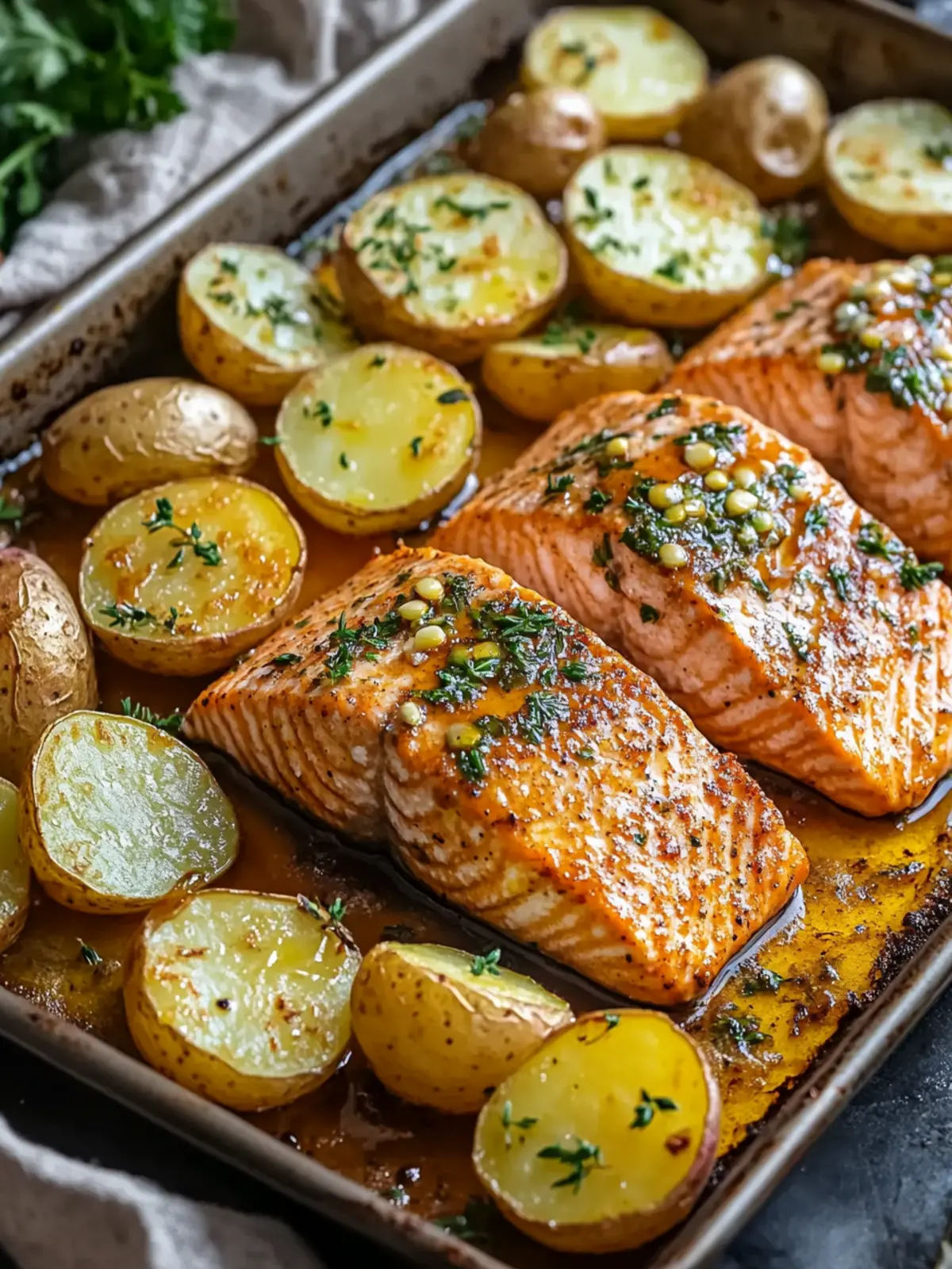 Sheet Pan Honey Mustard Salmon with Potatoes in 30 Minutes 3 Sheet Pan Honey Mustard Salmon with Potatoes