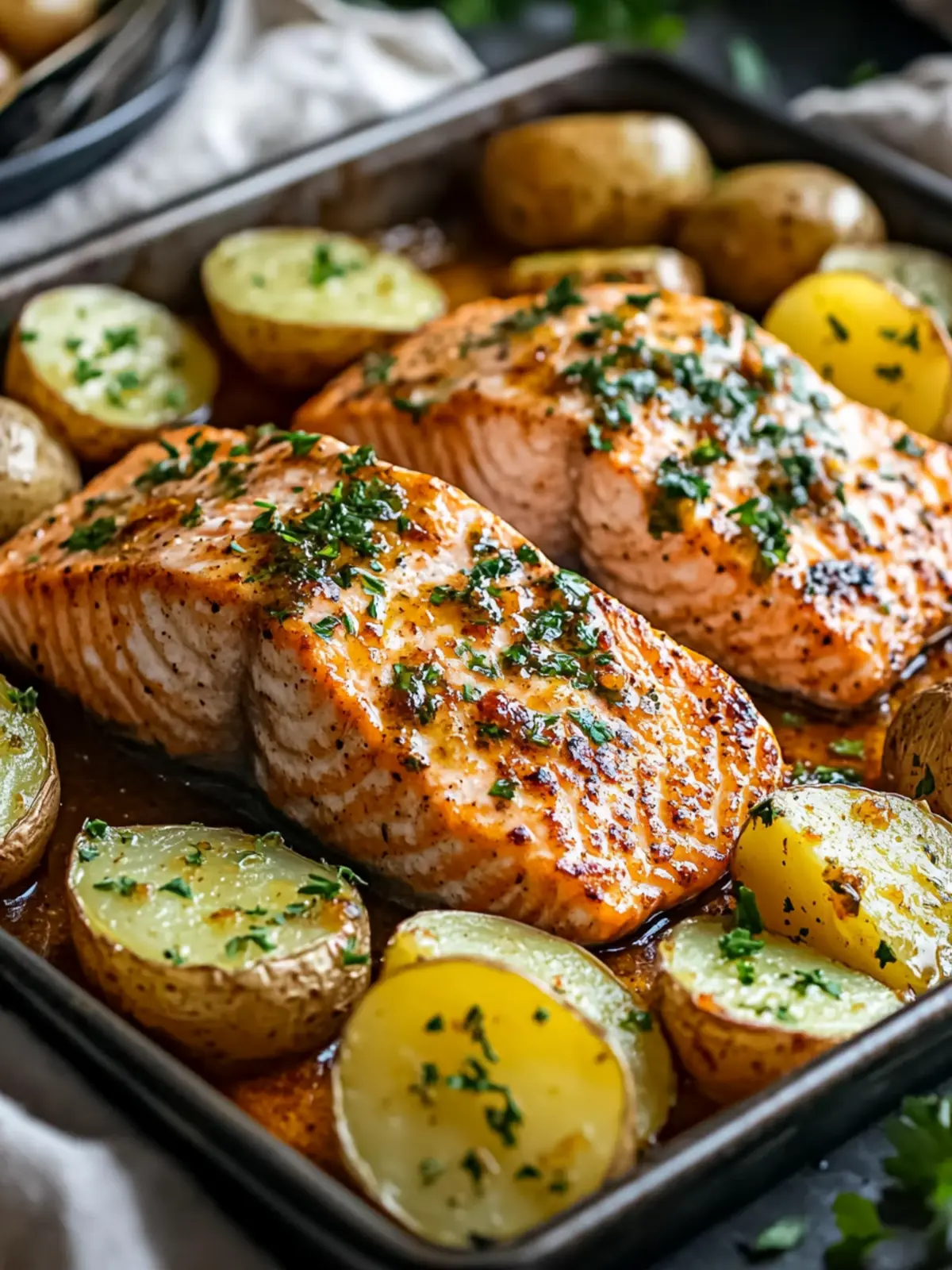 Sheet Pan Honey Mustard Salmon with Potatoes in 30 Minutes 5 Sheet Pan Honey Mustard Salmon with Potatoes