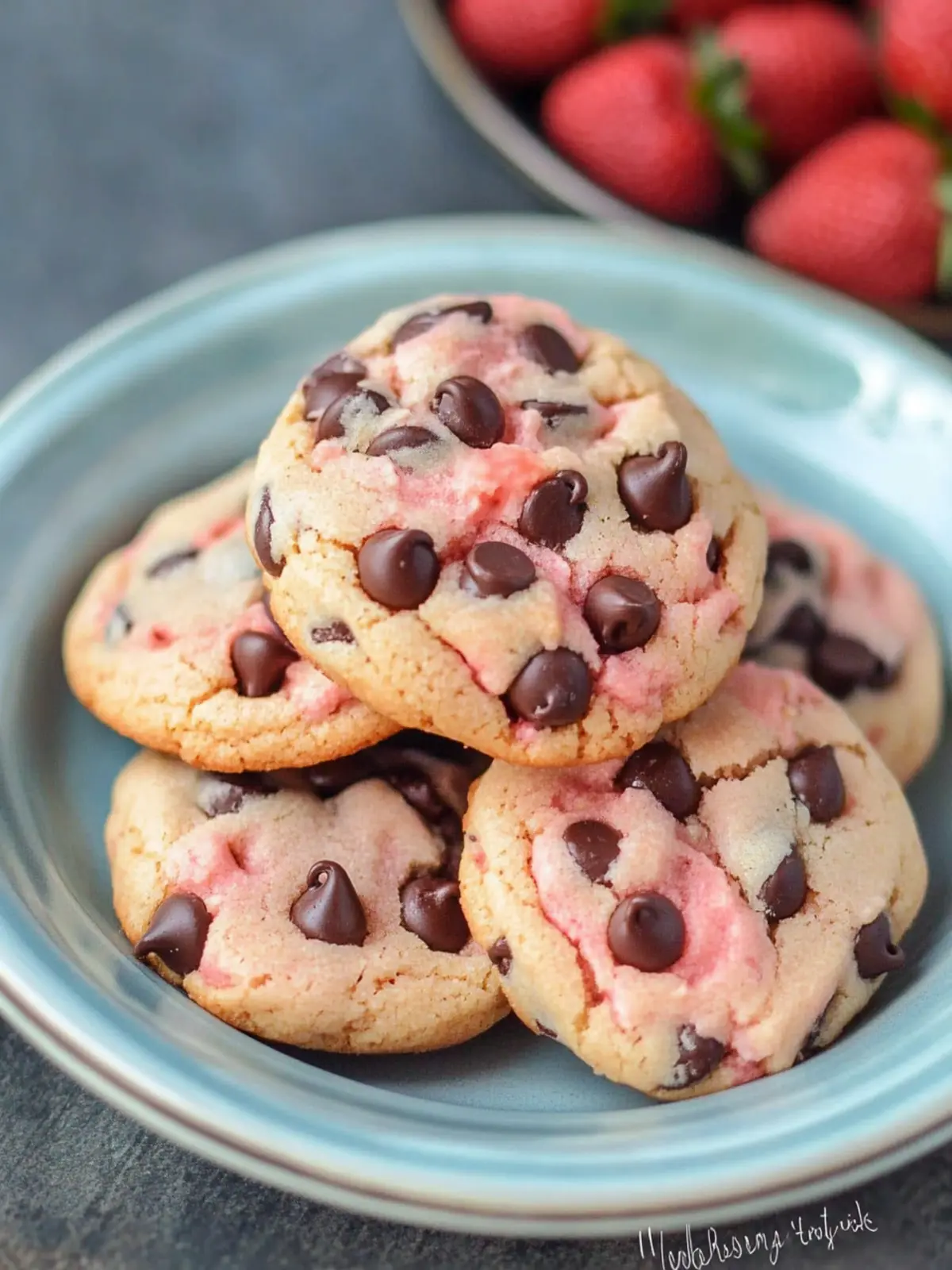 Strawberry Cake Mix Cookies with Chocolate Chips in 20 Minutes 4 Strawberry Cake Mix Cookies with Chocolate Chips