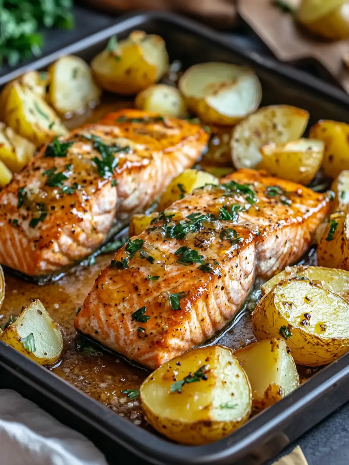 Sheet Pan Honey Mustard Salmon with Potatoes in 30 Minutes 4 Sheet Pan Honey Mustard Salmon with Potatoes