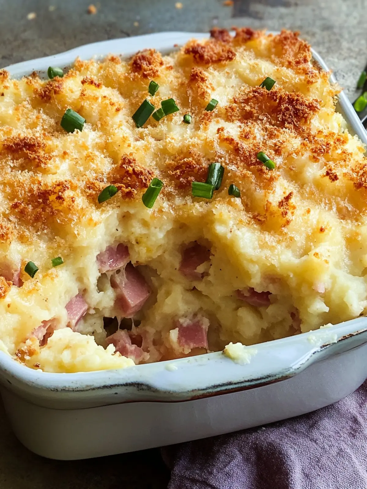 Cheesy Mashed Potato & Ham Bake: Cozy Comfort Food Delight 5 Cheesy Mashed Potato & Ham Bake