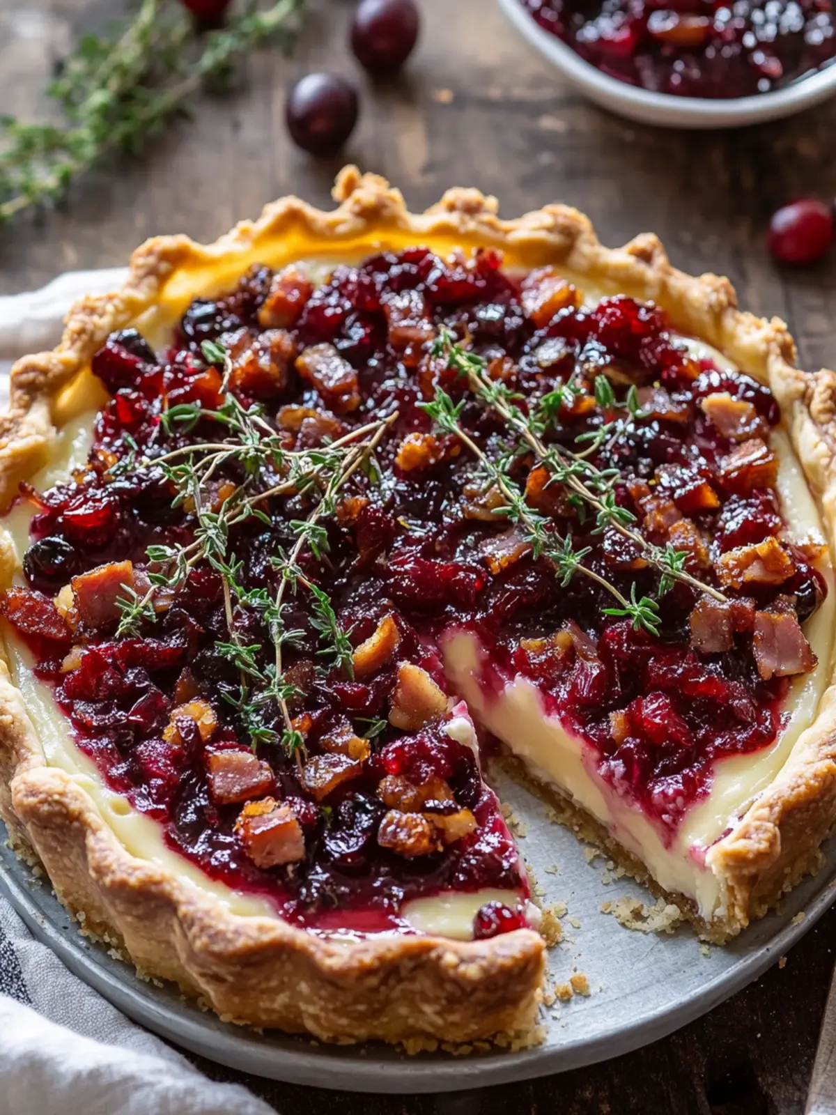 Savory Cranberry Brie Tart with Beef Pancetta & Thyme Bliss 5 Cranberry Brie Tart With Beef Pancetta & Thyme