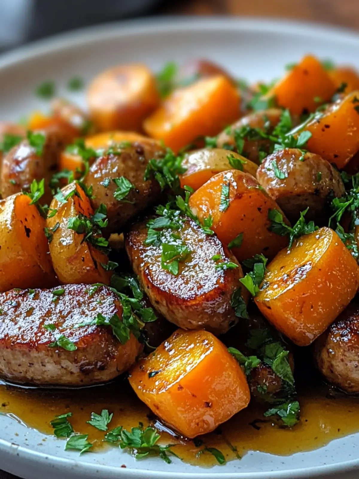 Satisfy Cravings: Sausage and Sweet Potatoes with Honey Garlic Sauce 4 Sausage And Sweet Potatoes With Honey Garlic Sauce