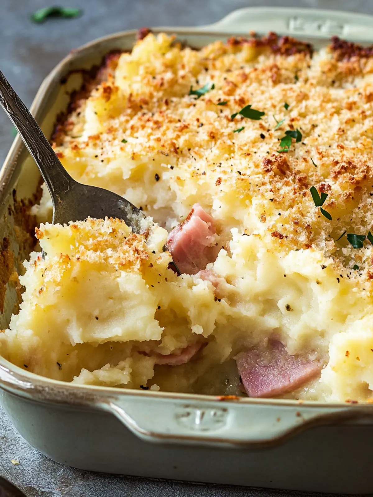 Cheesy Mashed Potato & Ham Bake: Cozy Comfort Food Delight 2 Cheesy Mashed Potato & Ham Bake