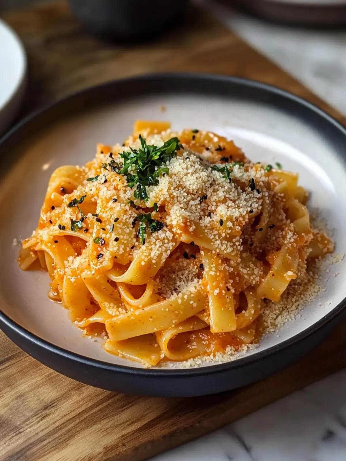 Creamy Gochujang Pasta with Crunchy Furikake Bliss 2 Gochujang Pasta with Furikake Breadcrumbs