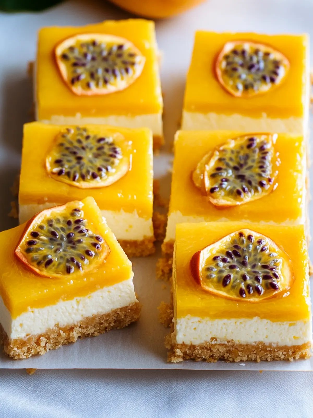 Delicious Mango Passionfruit Cheesecake Bars for Summer Bliss 2 Mango Passionfruit Cheesecake Bars