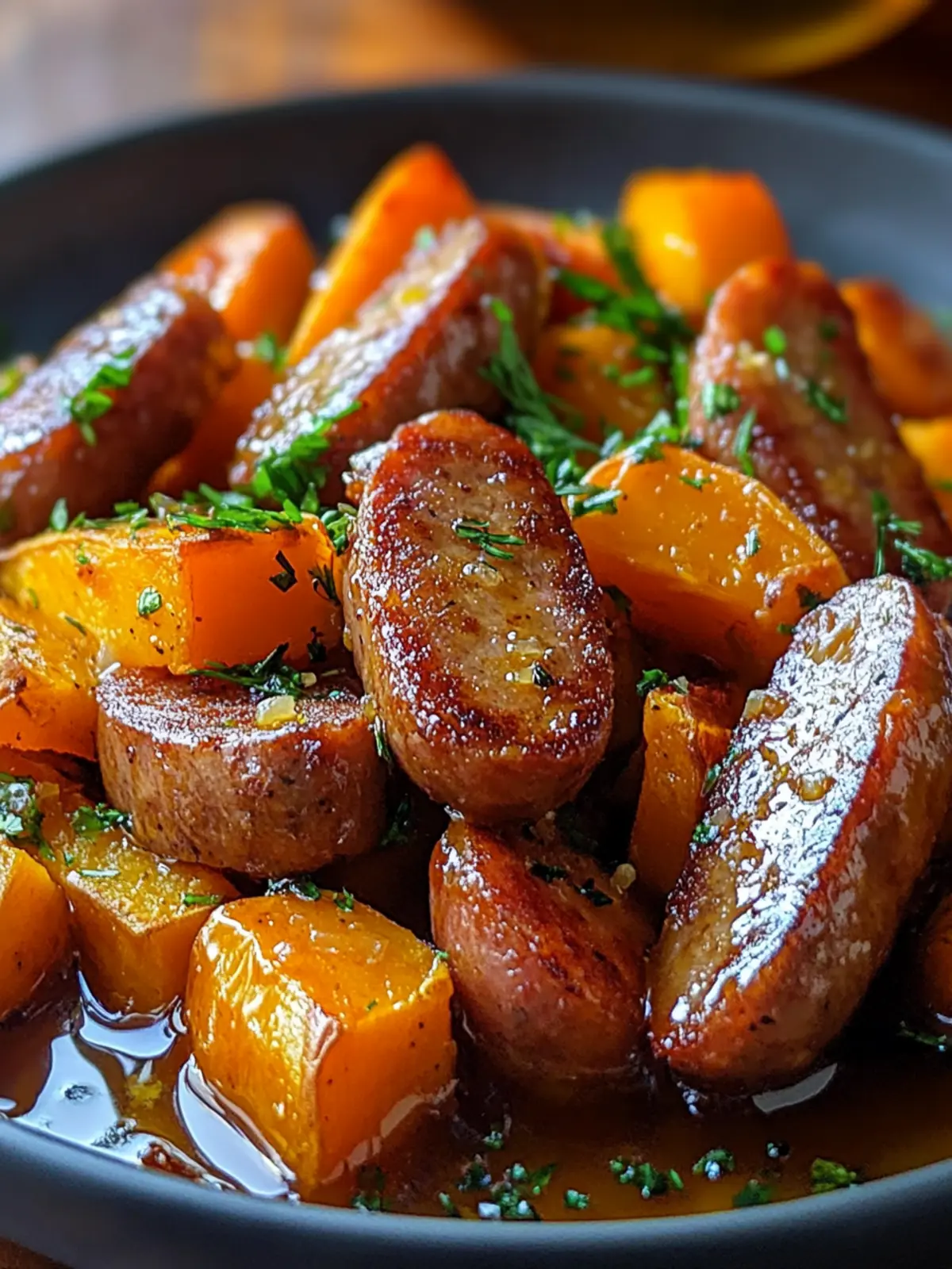 Satisfy Cravings: Sausage and Sweet Potatoes with Honey Garlic Sauce 2 Sausage And Sweet Potatoes With Honey Garlic Sauce