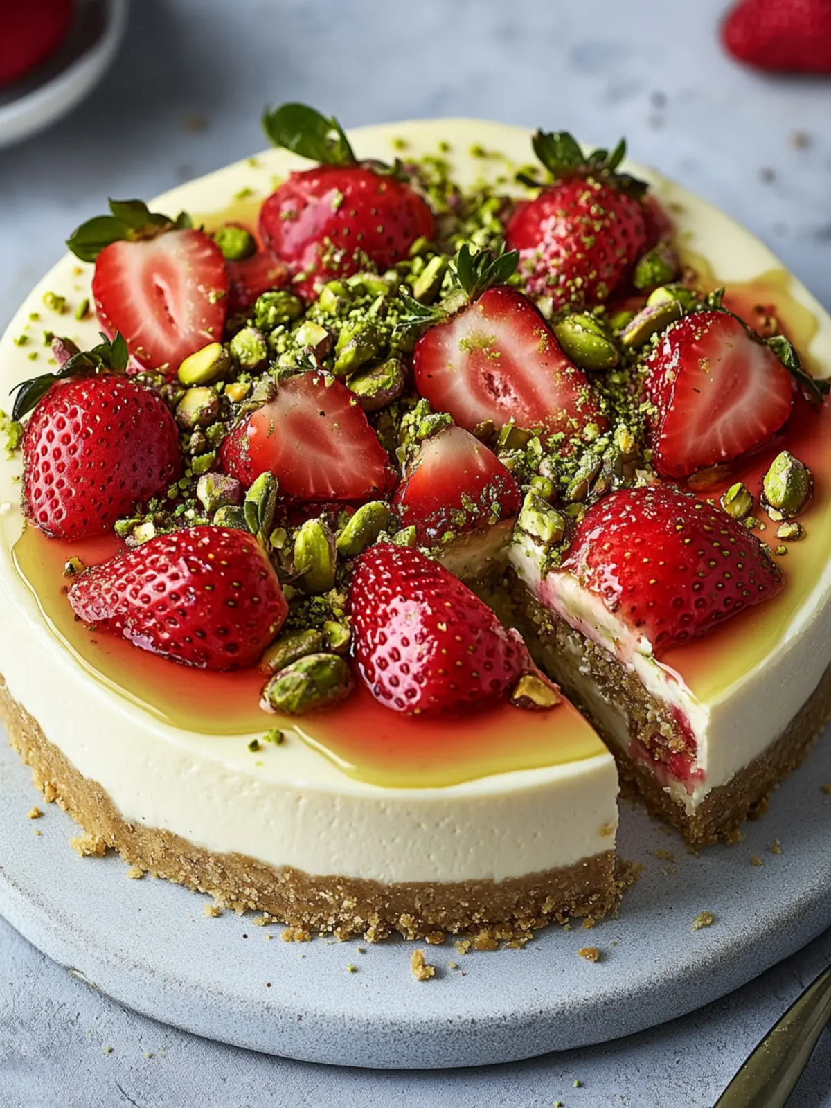 Irresistible Strawberry Pistachio Cheesecake You Must Try! 3 Strawberry Pistachio Cheesecake
