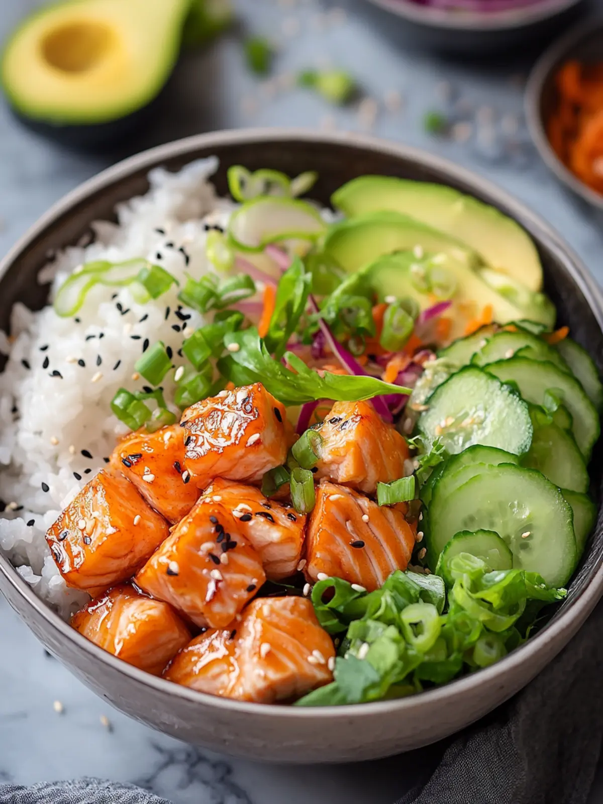 Savory Poke Bowl with Seared Salmon for Quick Healthy Meals 3 Poke Bowl with Seared Salmon