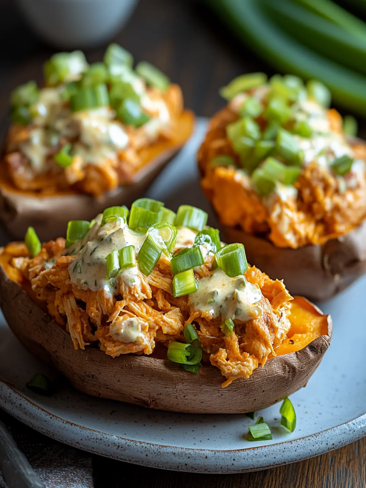 Buffalo Chicken Stuffed Sweet Potatoes for Game Day Glory 3 Buffalo Chicken Stuffed Sweet Potatoe
