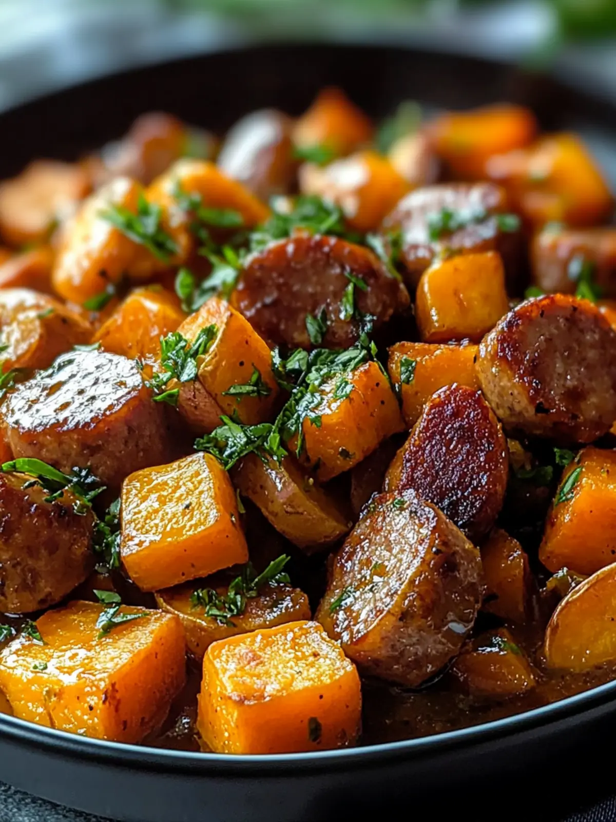 Satisfy Cravings: Sausage and Sweet Potatoes with Honey Garlic Sauce 3 Sausage And Sweet Potatoes With Honey Garlic Sauce