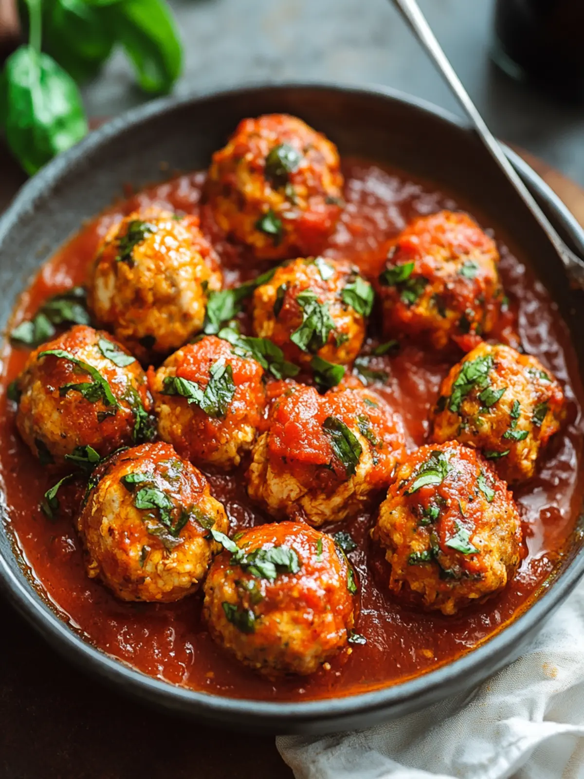 Baked Chicken Meatballs in Tomato Sauce for Cozy Family Meals 2 Baked Chicken Meatballs in Tomato Sauce