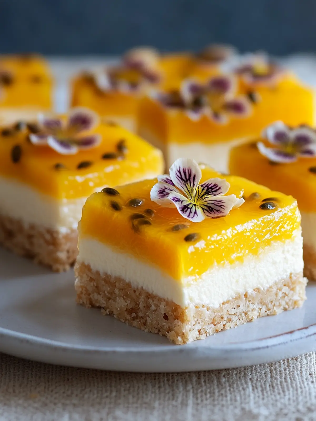 Delicious Mango Passionfruit Cheesecake Bars for Summer Bliss 5 Mango Passionfruit Cheesecake Bars
