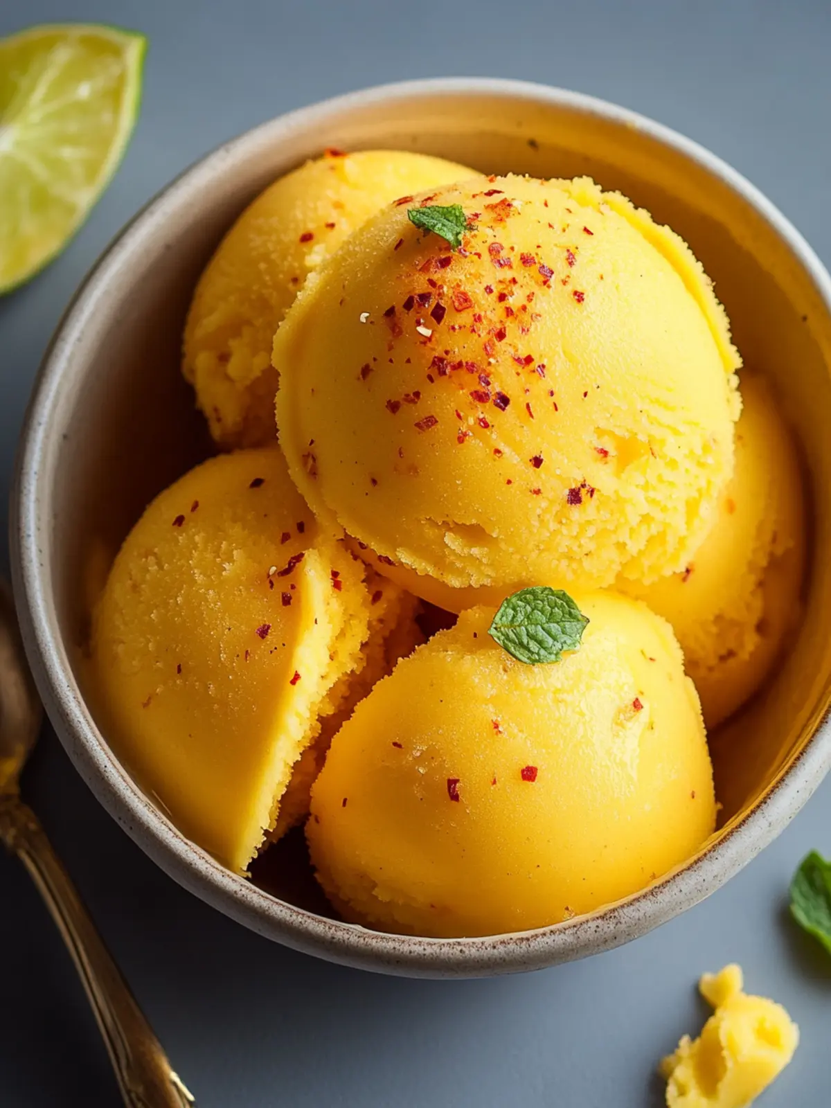 Spicy Mango Sorbet with Chili Lime Zest: Sweet Heat Refreshment 4 Spicy Mango Sorbet with Chili Lime Zest