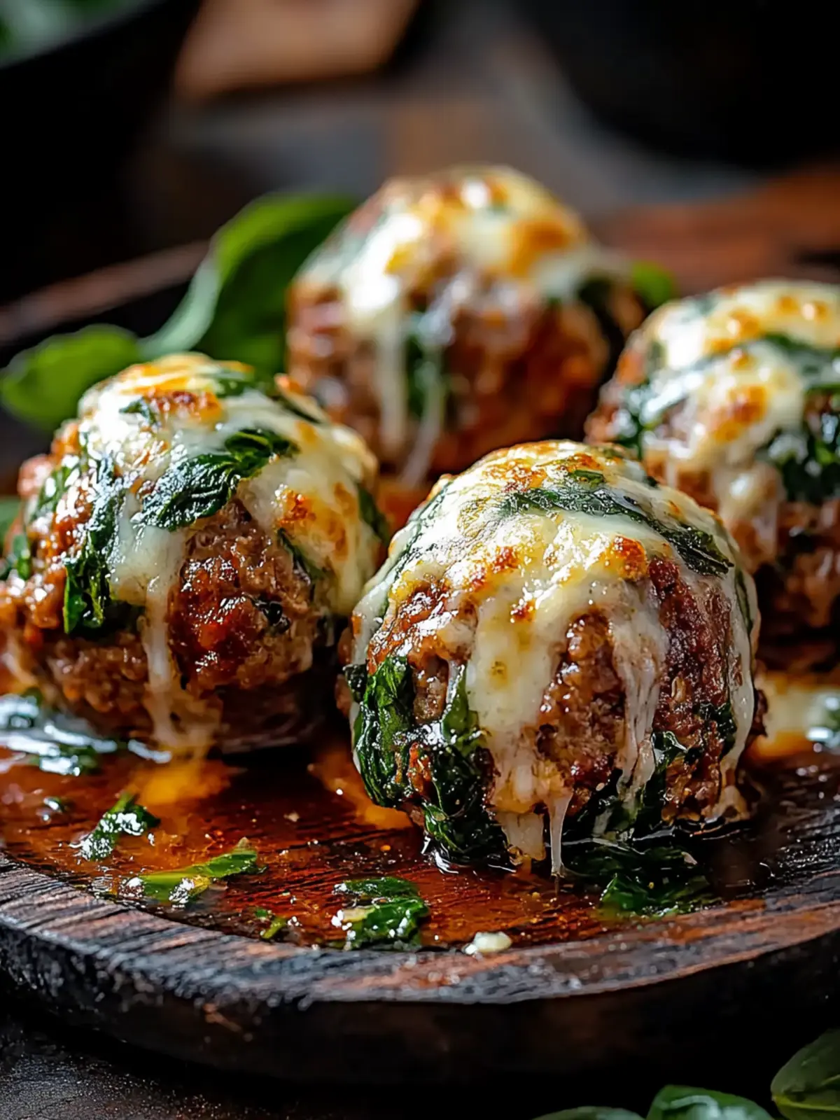 Spinach Garlic Meatballs Stuffed With Mozzarella Bliss 3 Spinach Garlic Meatballs Stuffed With Mozzarella