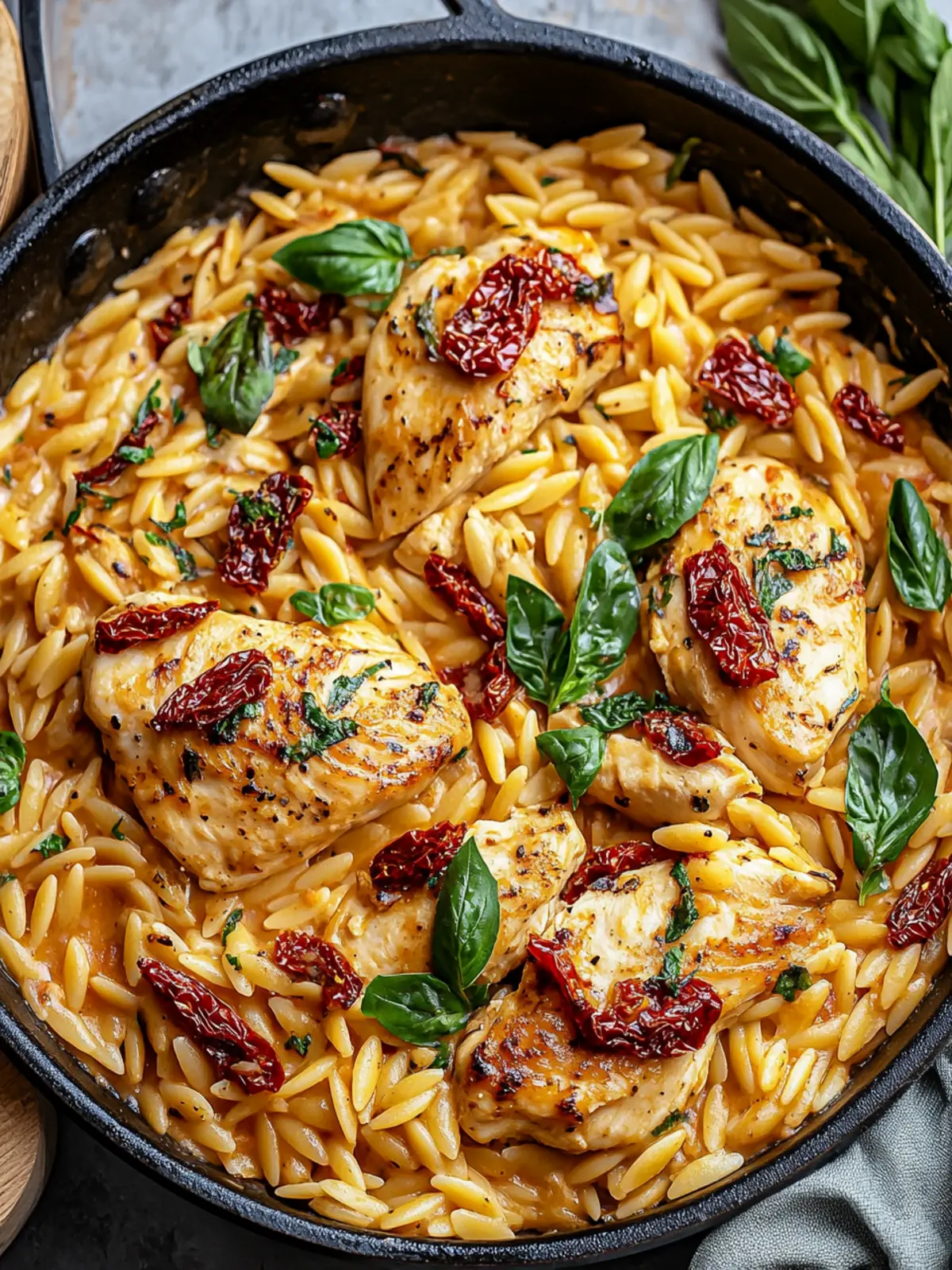 Creamy Sun-Dried Tomato Chicken Orzo Skillet in 30 Minutes 3 Sun-Dried Tomato Chicken Orzo Skillet
