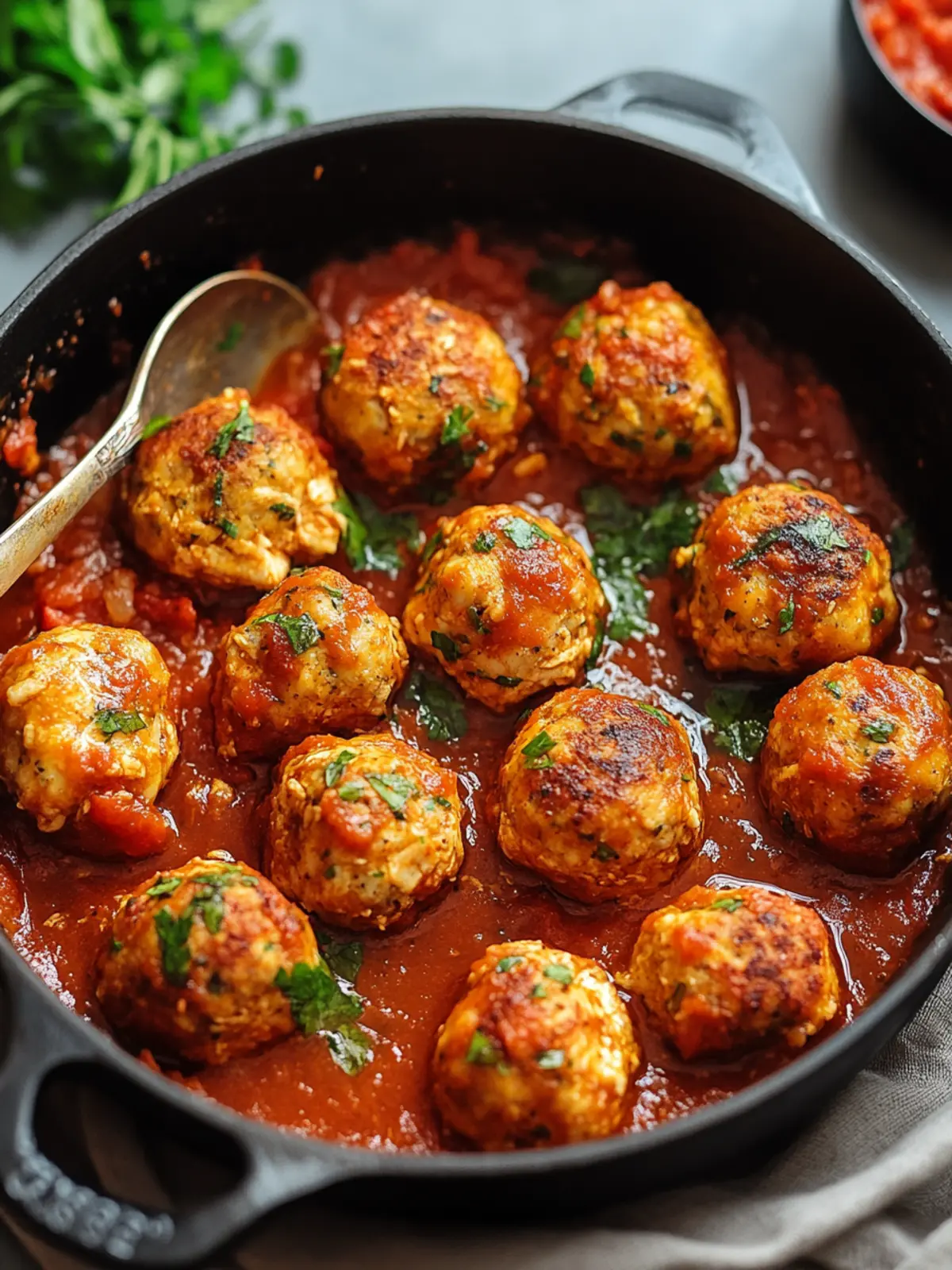 Baked Chicken Meatballs in Tomato Sauce for Cozy Family Meals 4 Baked Chicken Meatballs in Tomato Sauce