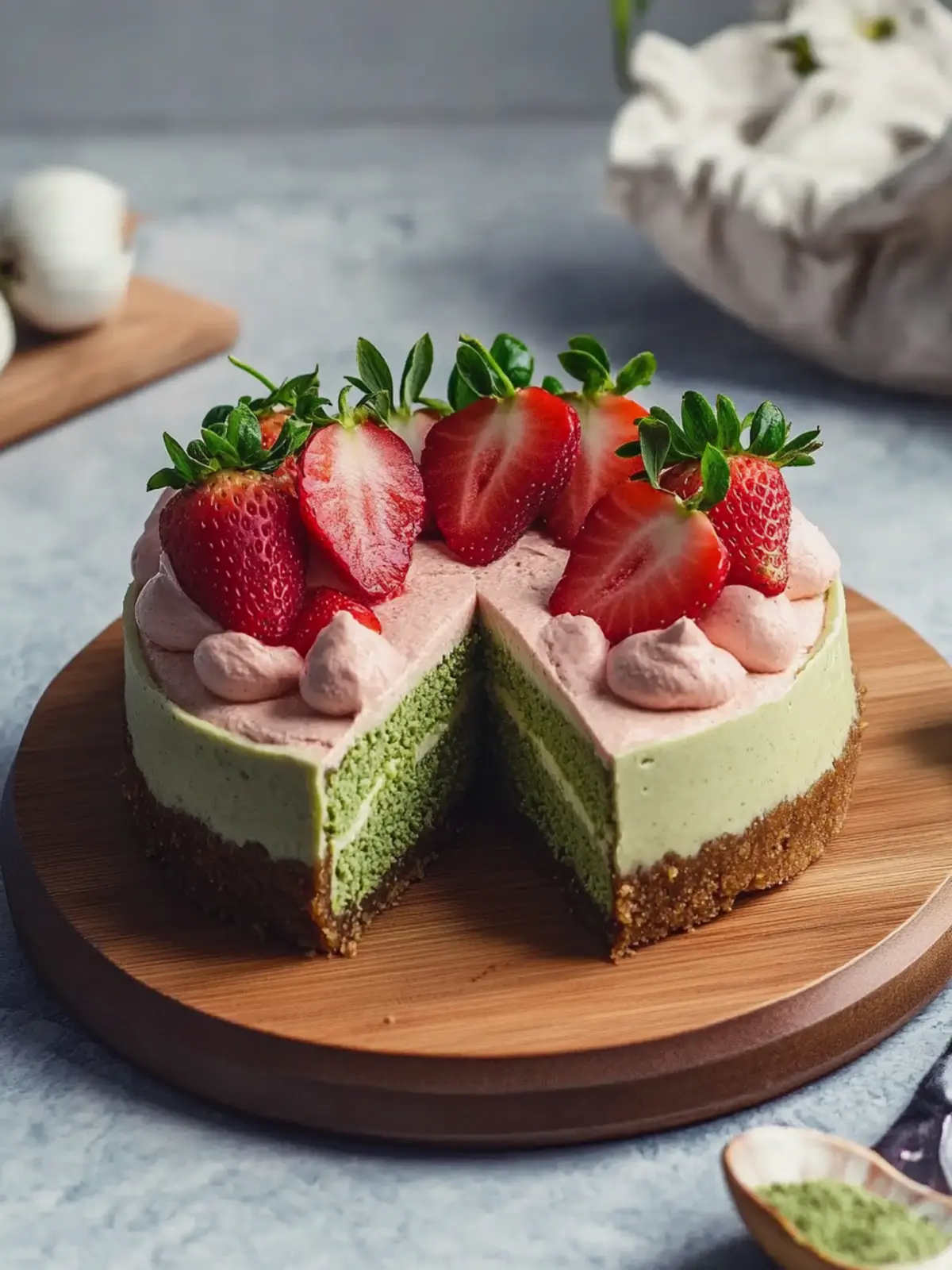 Strawberry Matcha Basque Cheesecake: A Creamy Dream Dessert 4 Strawberry Matcha Basque Cheesecake