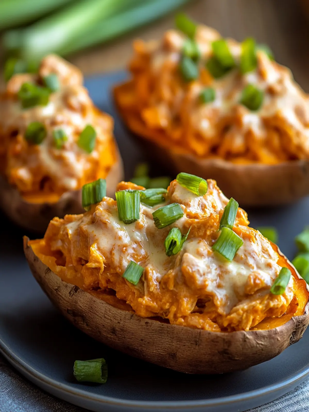 Buffalo Chicken Stuffed Sweet Potatoes for Game Day Glory 5 Buffalo Chicken Stuffed Sweet Potatoe