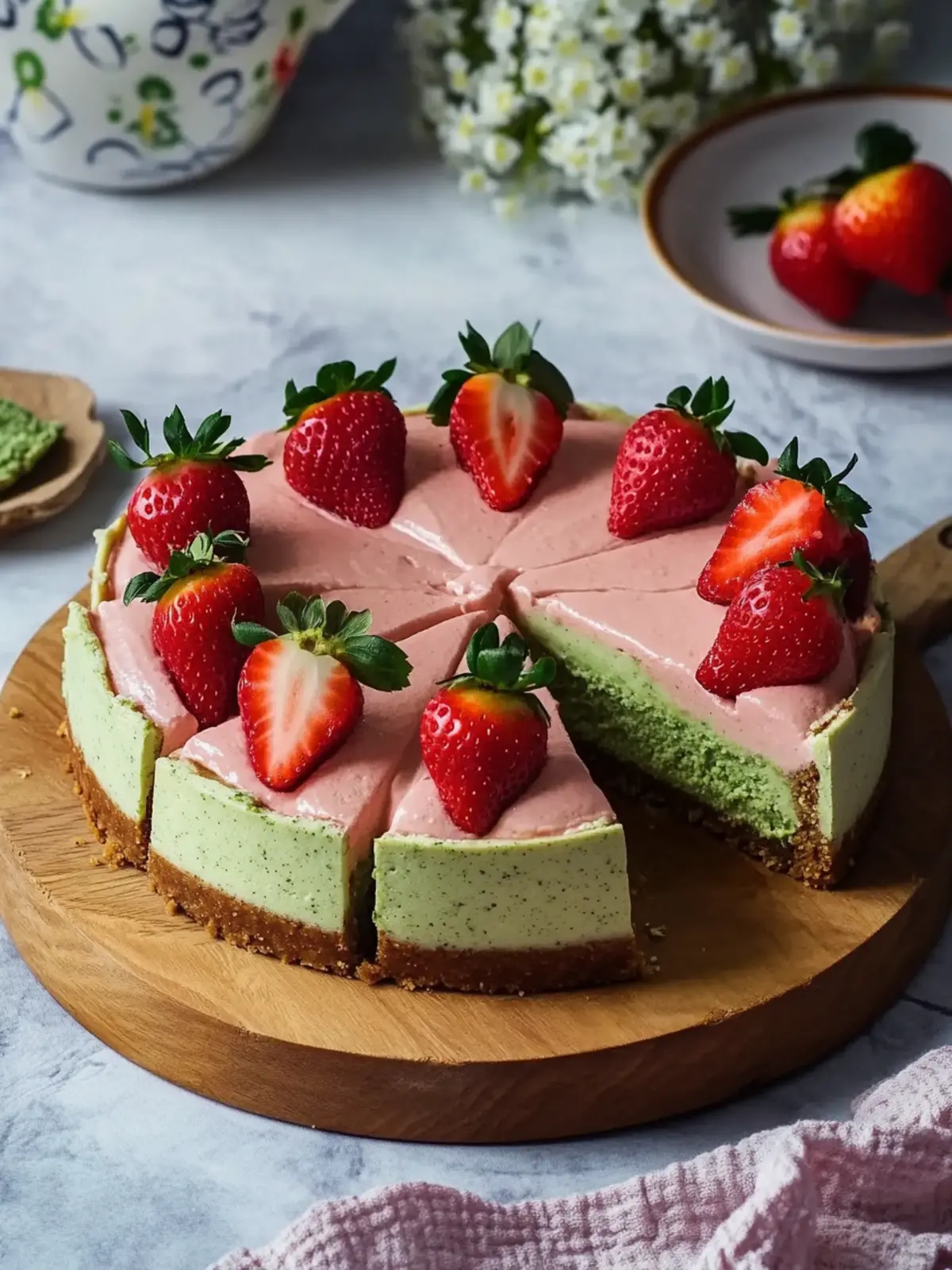Strawberry Matcha Basque Cheesecake: A Creamy Dream Dessert 3 Strawberry Matcha Basque Cheesecake
