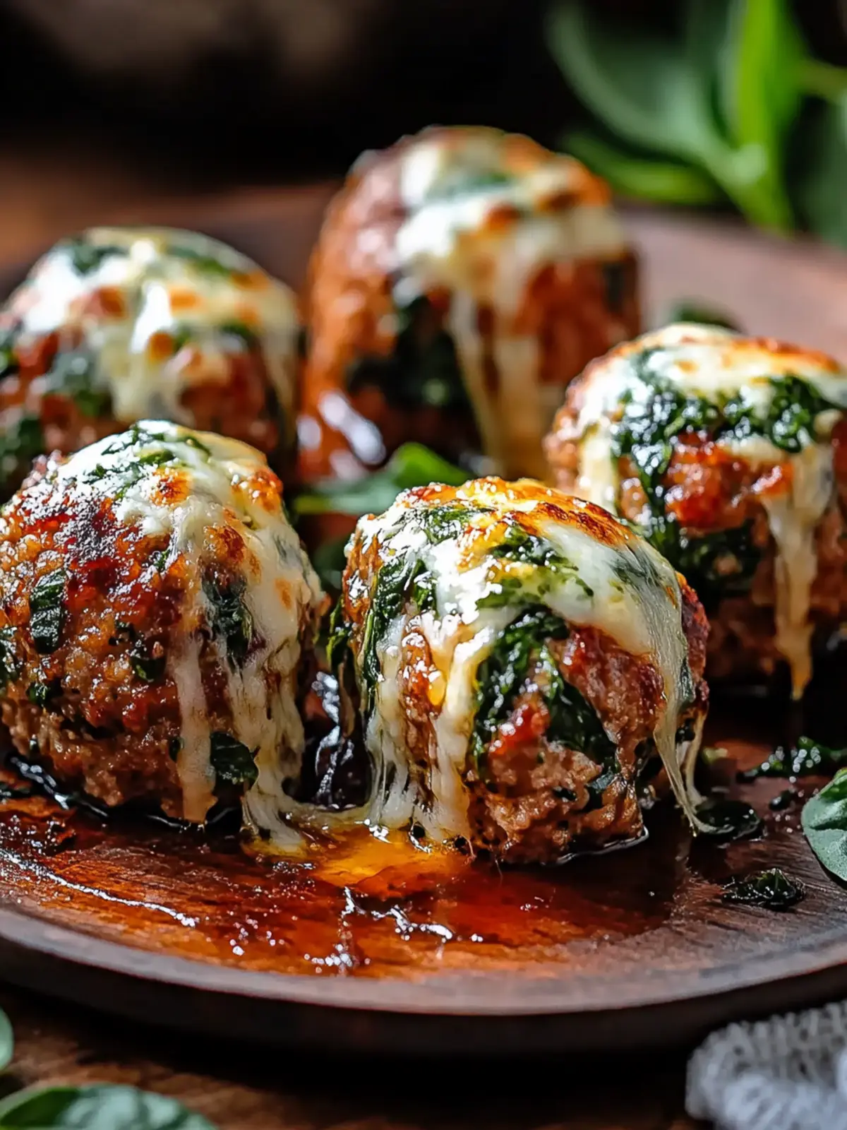 Spinach Garlic Meatballs Stuffed With Mozzarella Bliss 5 Spinach Garlic Meatballs Stuffed With Mozzarella