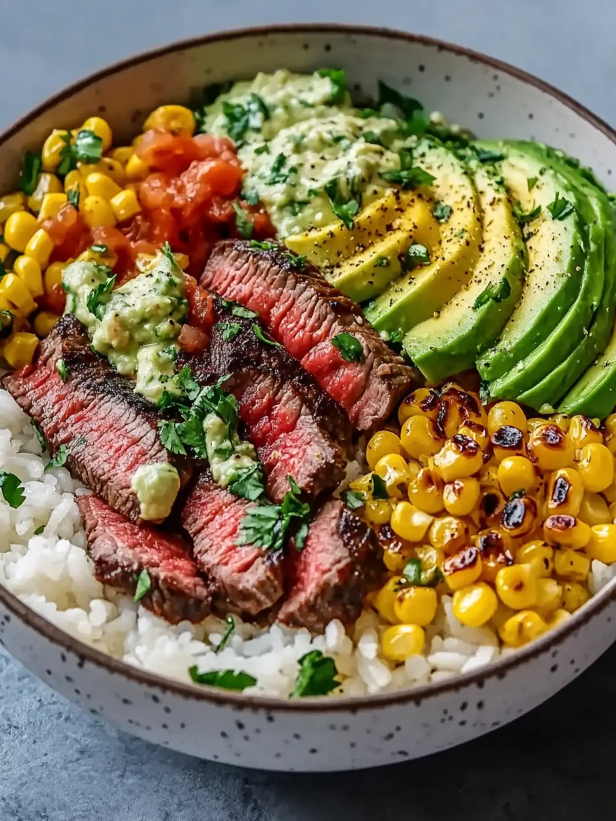Savor the Bold Steak, Avocado & Roasted Corn Bowl Experience 3 Steak, Avocado & Roasted Corn Bowl