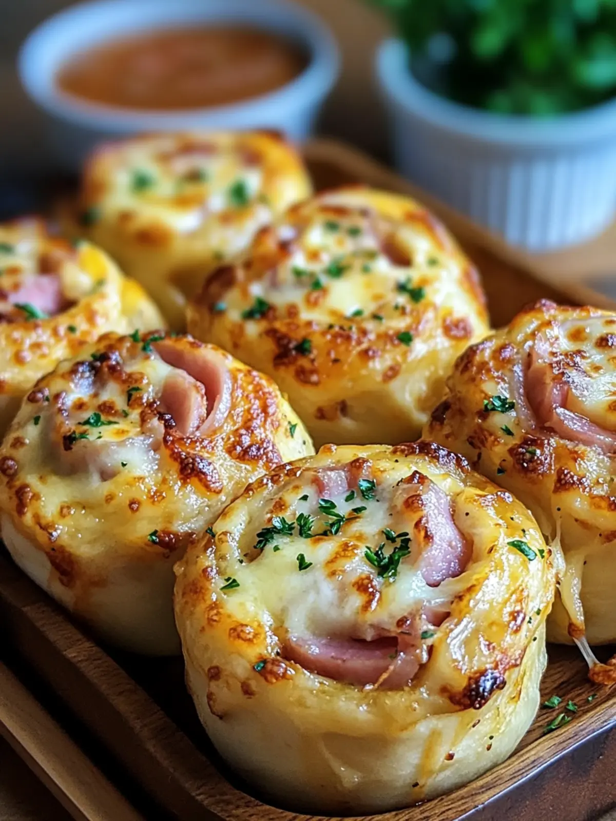 Delicious Baked Ham and Cheese Rolls with Honey Mustard Sauce 3 Baked Ham and Cheese Rolls