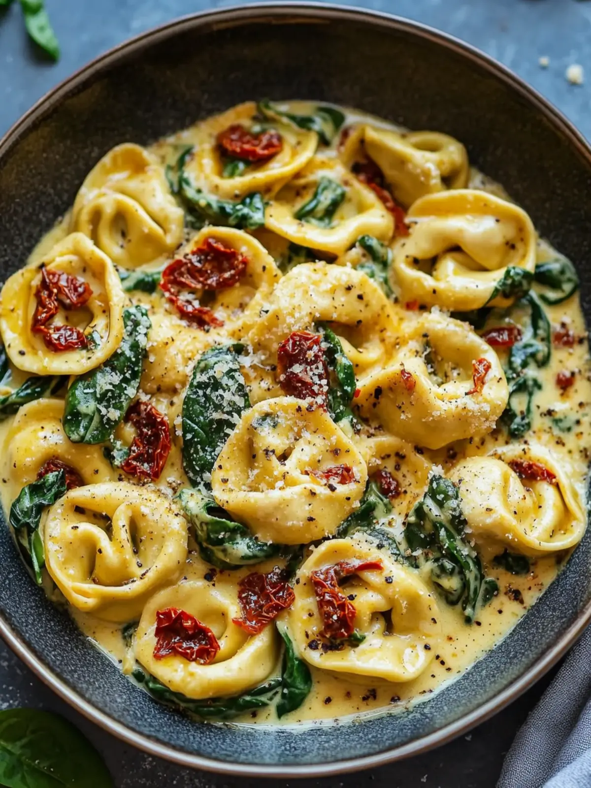 Creamy Spinach & Sun-Dried Tomato Tortellini: Easy Weeknight Bliss 2 Creamy Spinach & Sun-Dried Tomato Tortellini