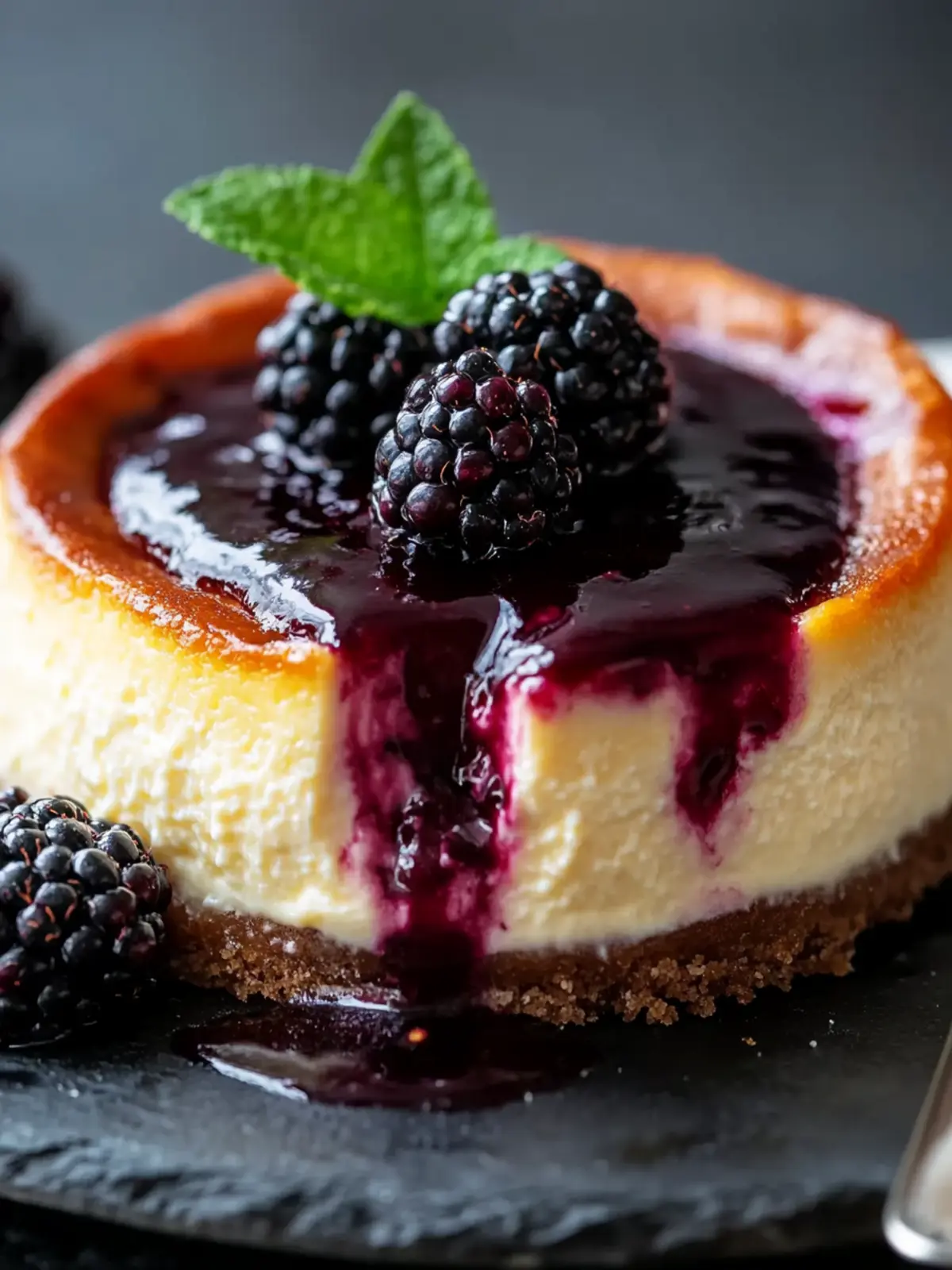 Decadent London Fog Basque Cheesecake with Blackberry Sauce 5 London Fog Basque Cheesecake with Blackberry Sauce