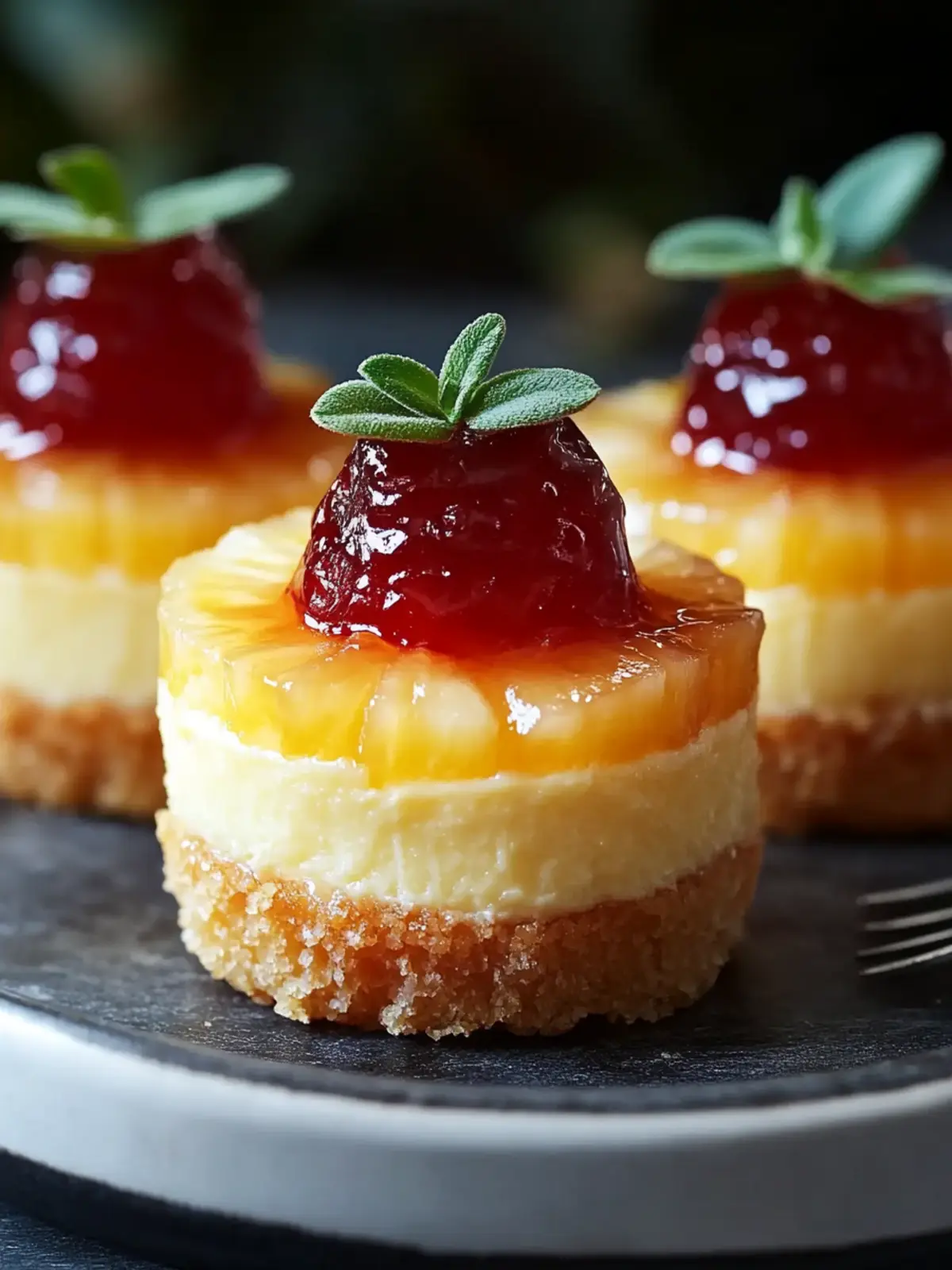 Delicious Mini Pineapple Upside-Down Cheesecakes You'll Love 4 Mini Pineapple Upside-Down Cheesecakes