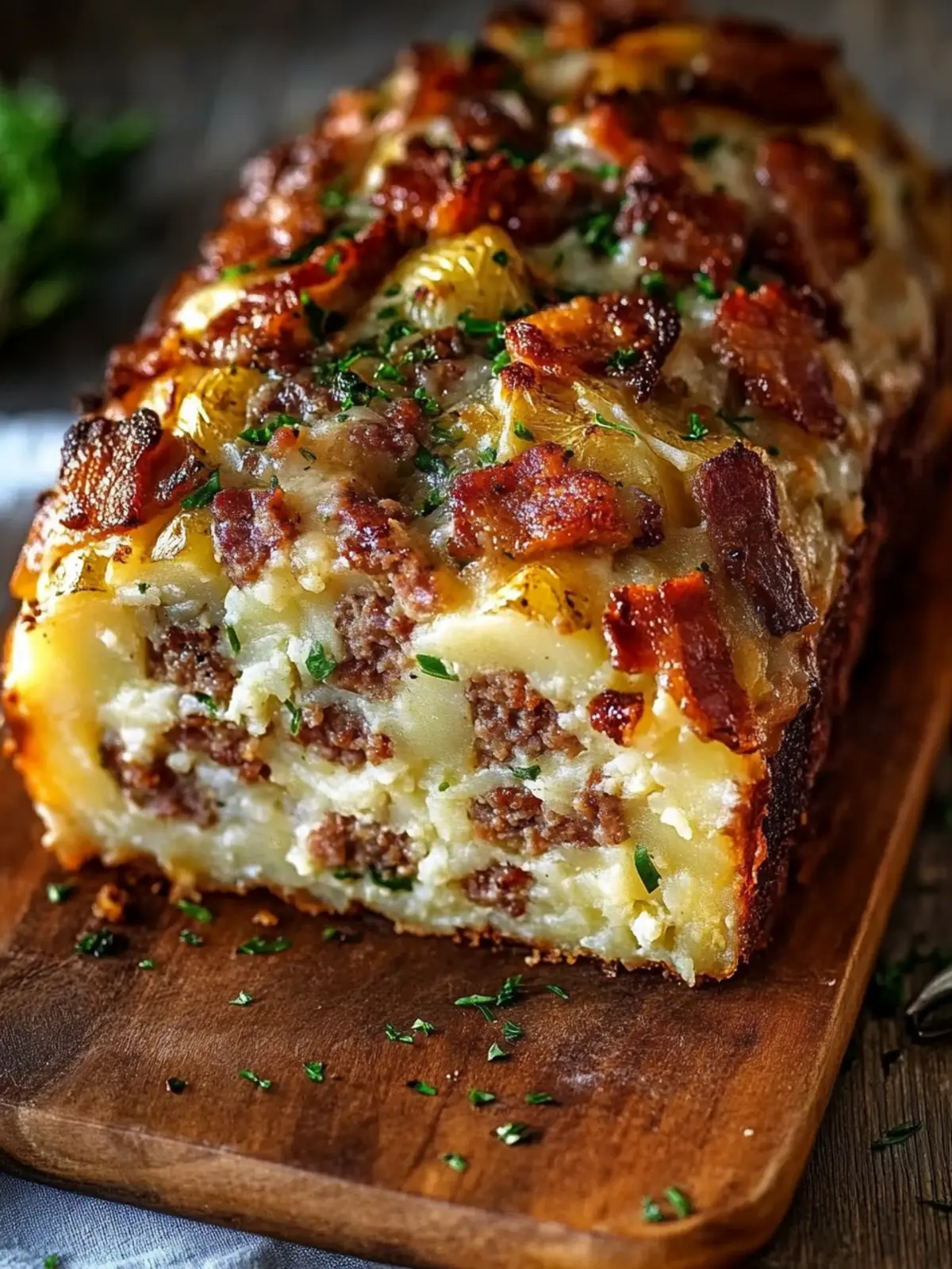 Bacon and Sausage-Stuffed Potato Loaf: Comfort Food Bliss 2 Bacon and Sausage-Stuffed Potato Loaf